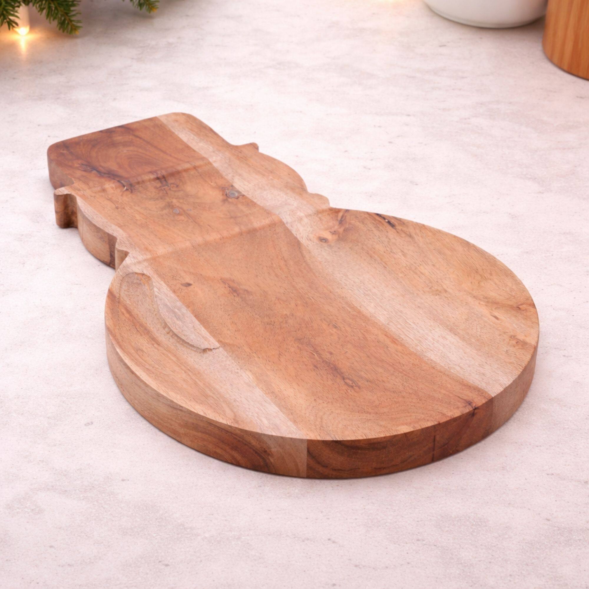 Melrose Wood Snowman Divided Serving Tray