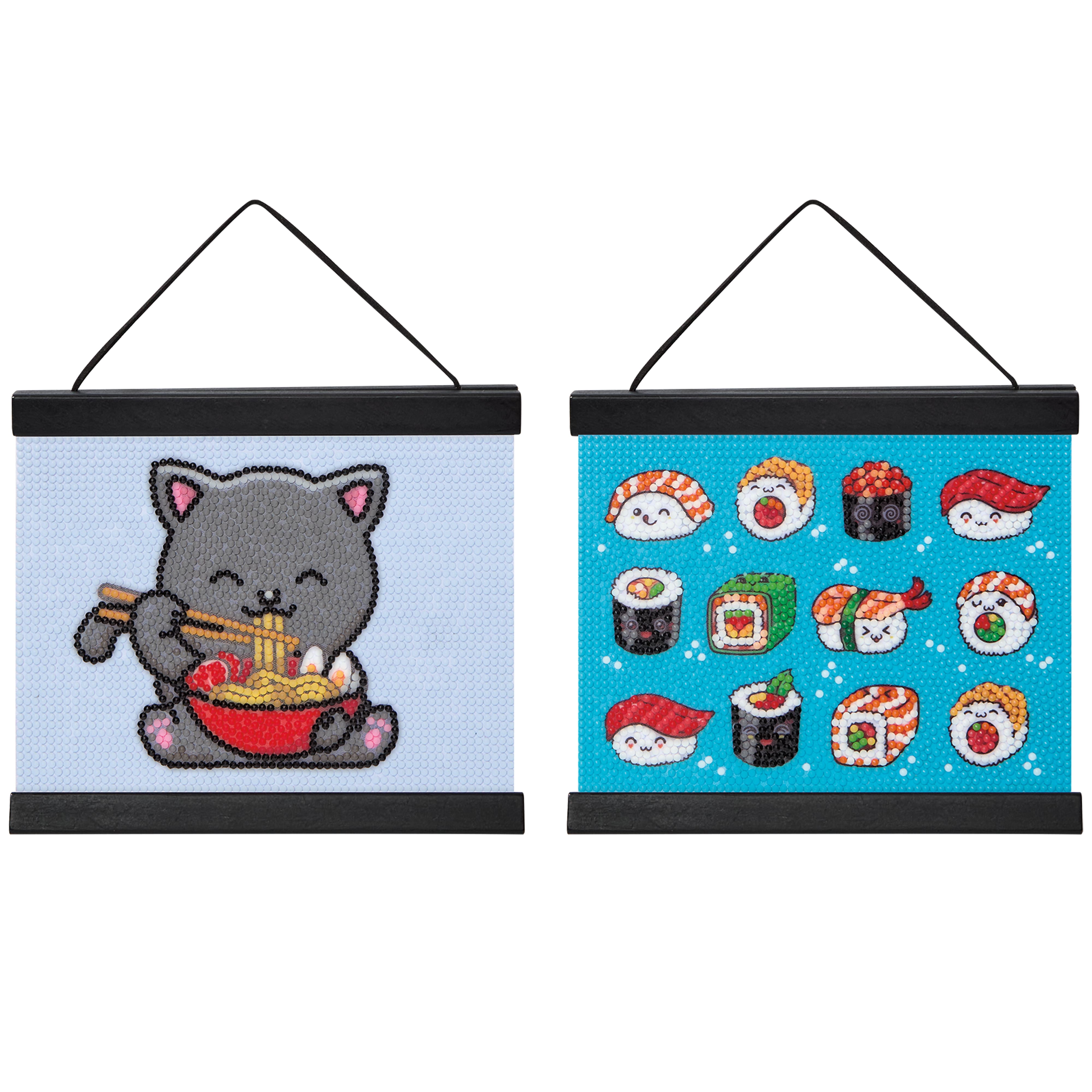 5" x 7" Cat Noodles & Sushi Diamond Art Kit with Wooden Frames by Make Market®