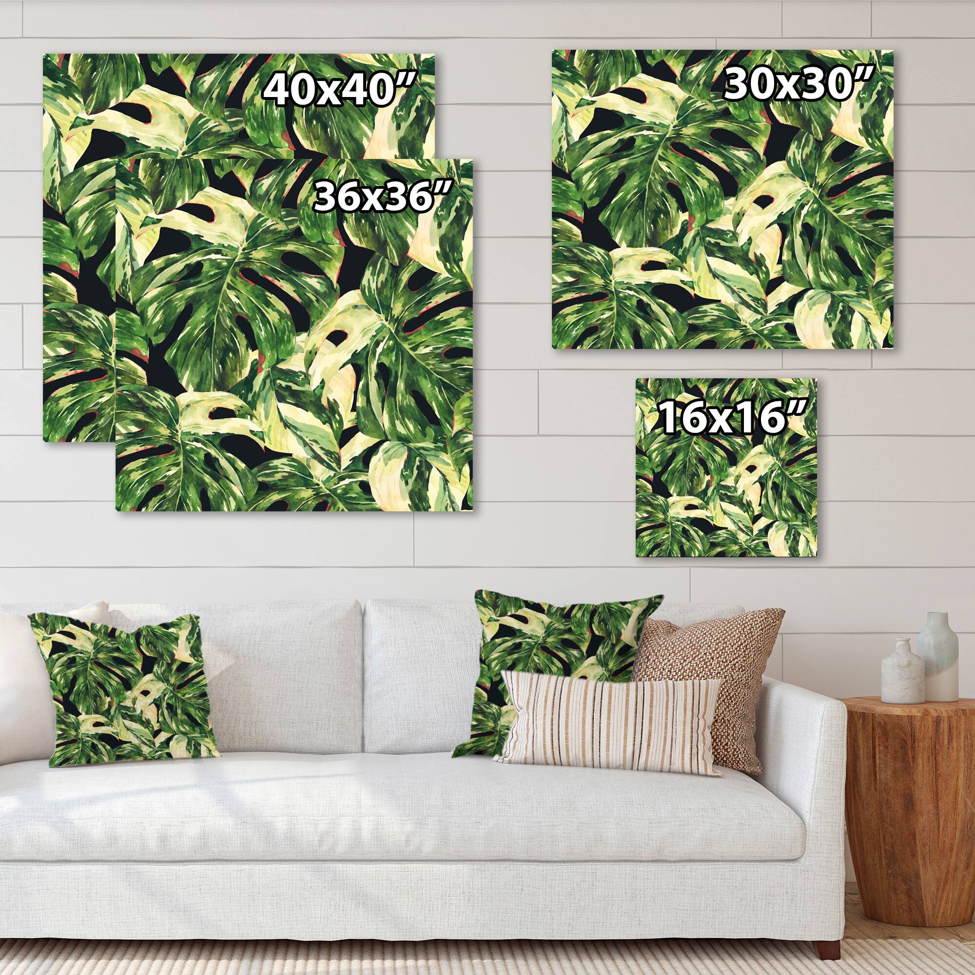 Designart - Natural Leaves Exotic On Dark II