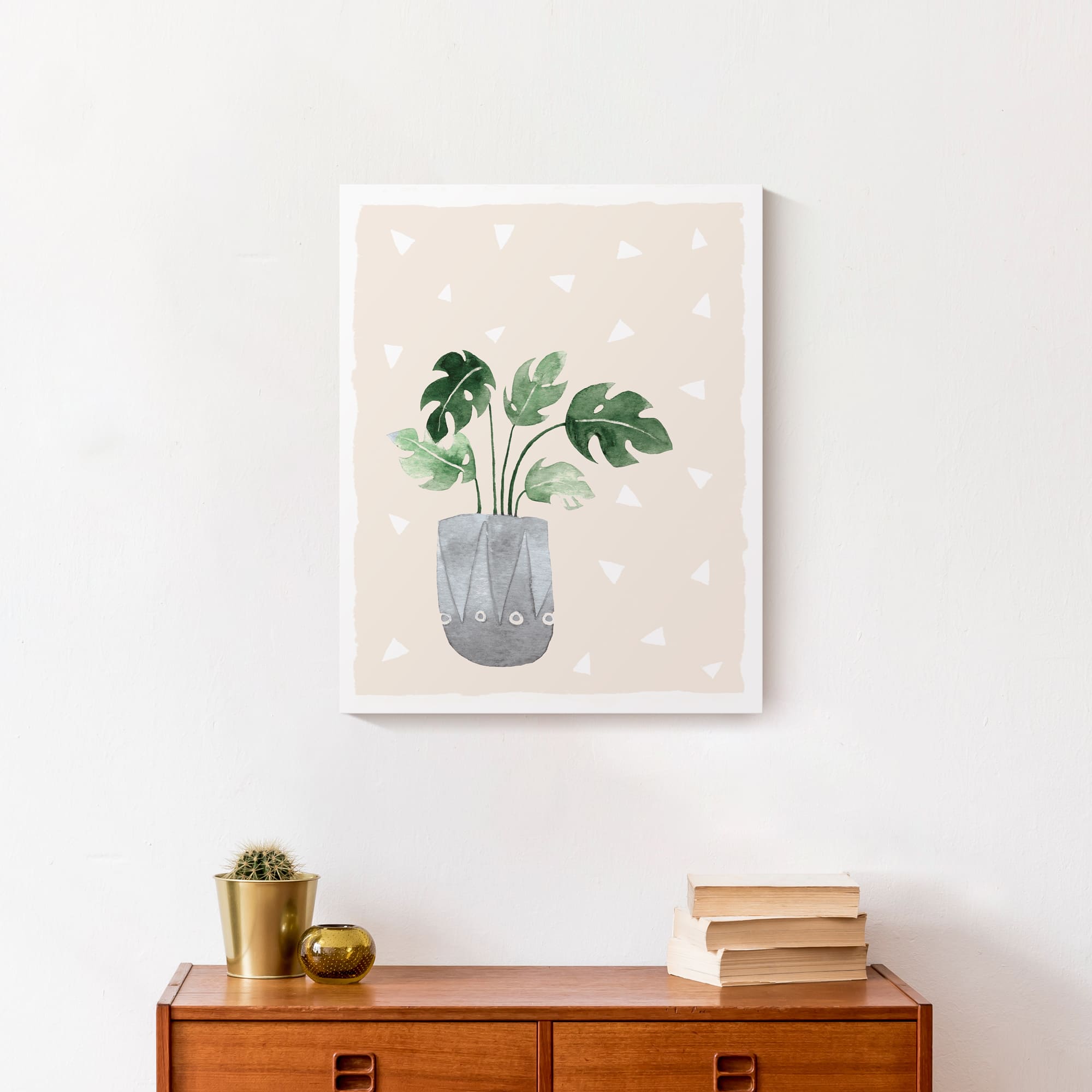 Designs Direct Monstera Triangle Pattern Canvas Wall Art