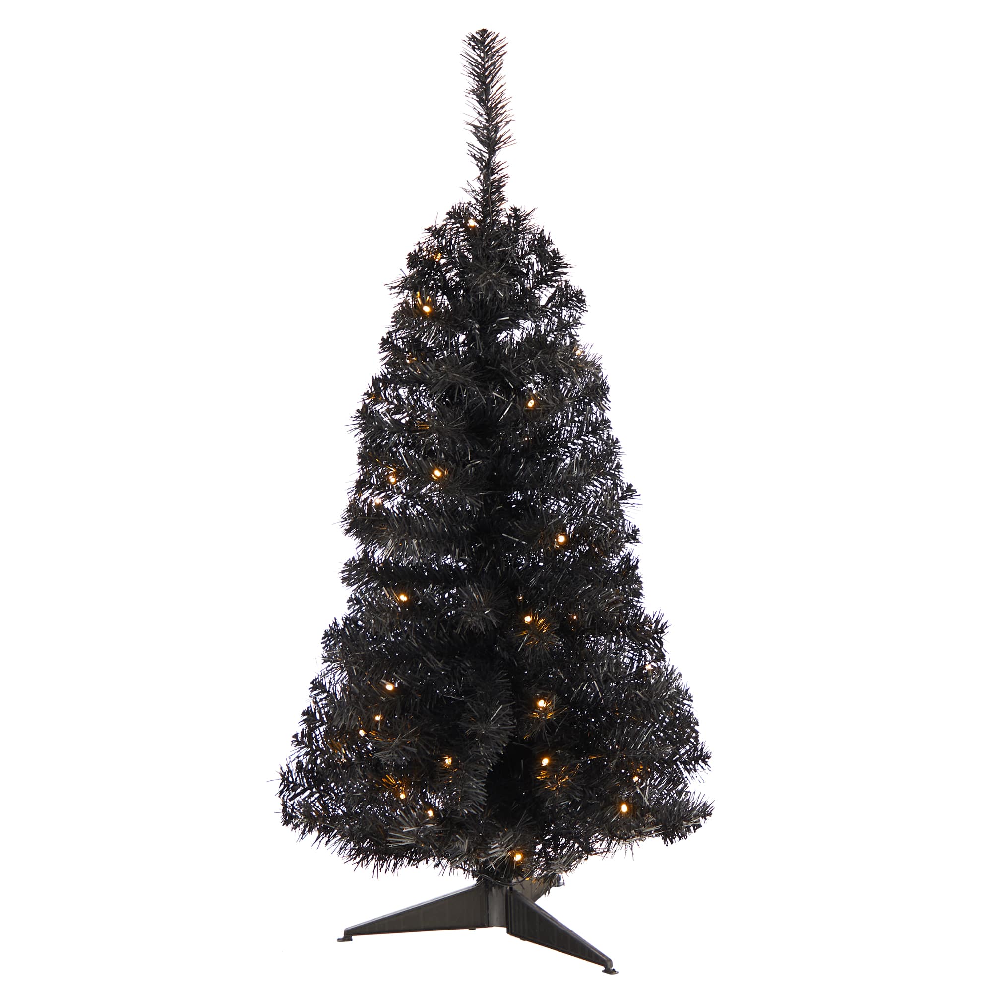 3ft. Pre-Lit Black Artificial Christmas Tree, Warm White LED Lights