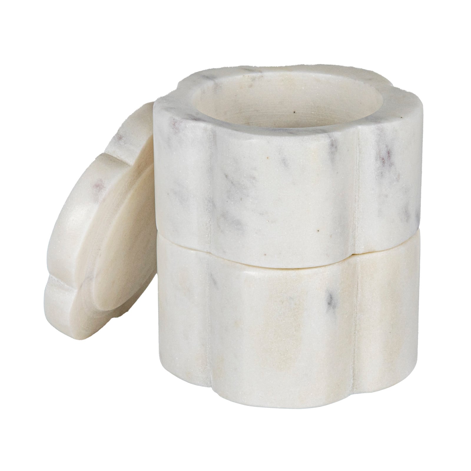 Hello Honey® Elegant White Marble Pinch Pot with Lid