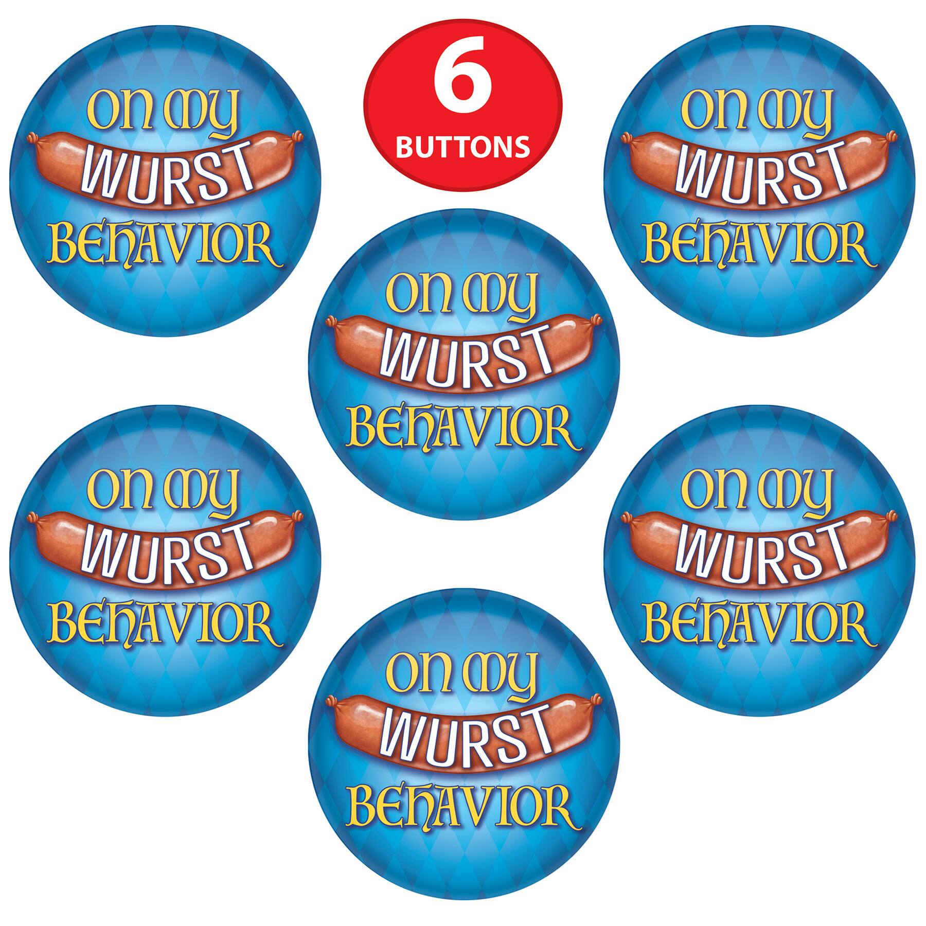 Beistle 2" On My Wurst Behavior Buttons, 6ct.