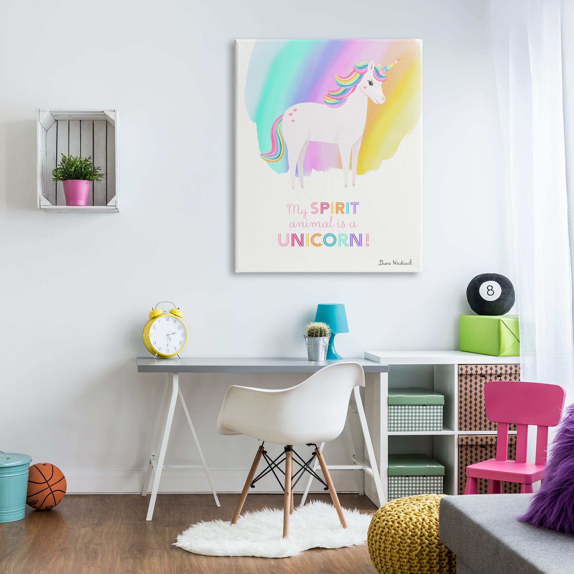 Stupell Industries Unicorn Spirit Animal Vivid Fantasy Rainbow Canvas Wall Art