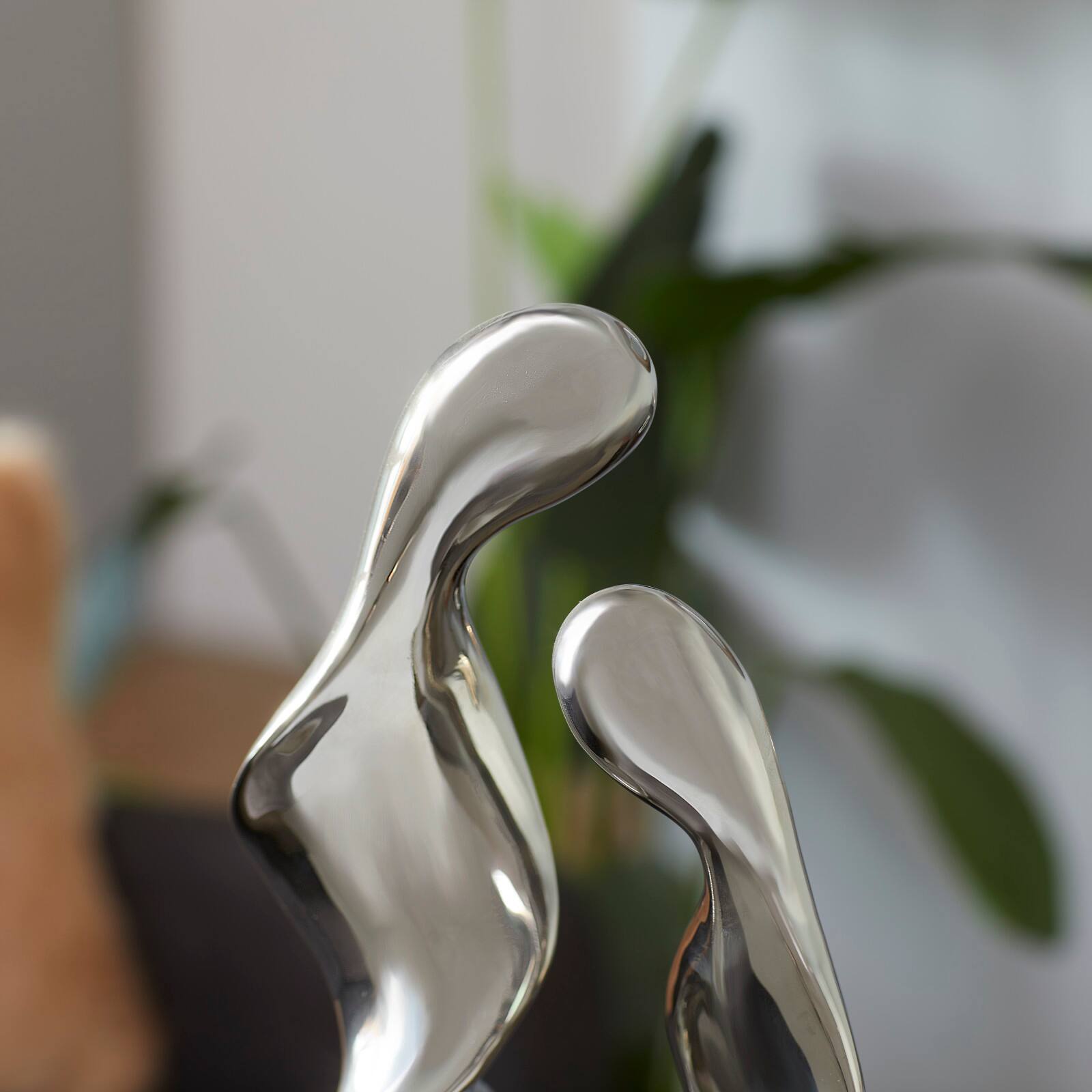 27" Silver Ceramic Modern Abstract Sculpture