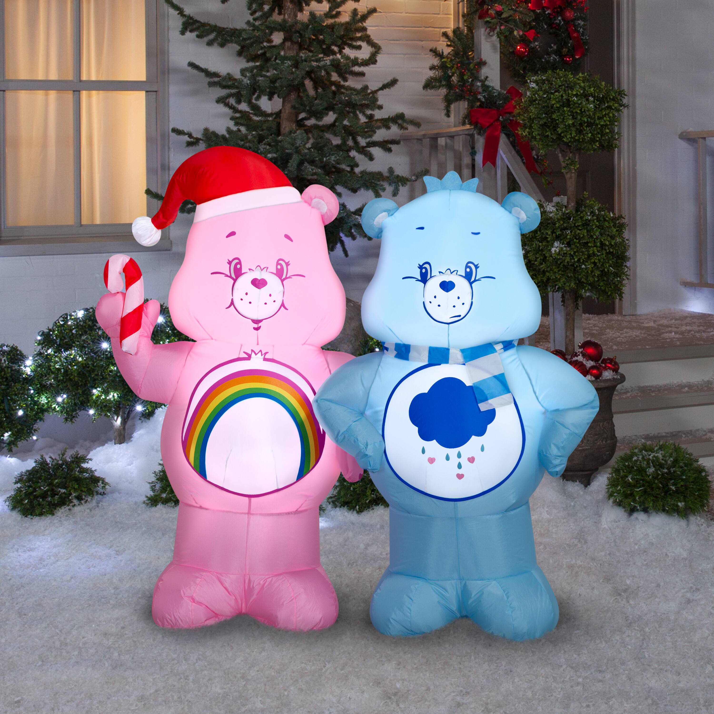 4ft. Airblown® Inflatable CloudCo Cheer & Grumpy with Candy Cane Christmas Light Scene