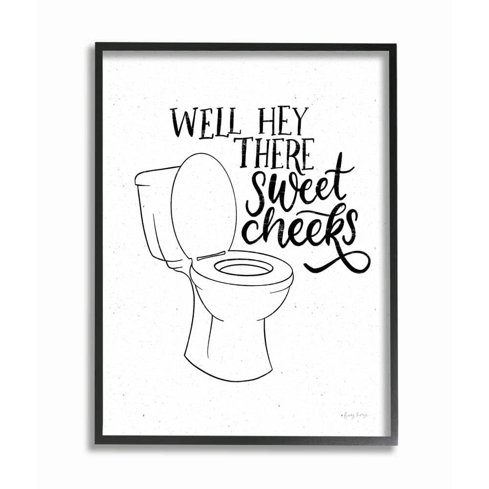 Stupell Industries Hey There Sweet Cheeks Toilet Bathroom Joke Word Pun Framed Wall Art