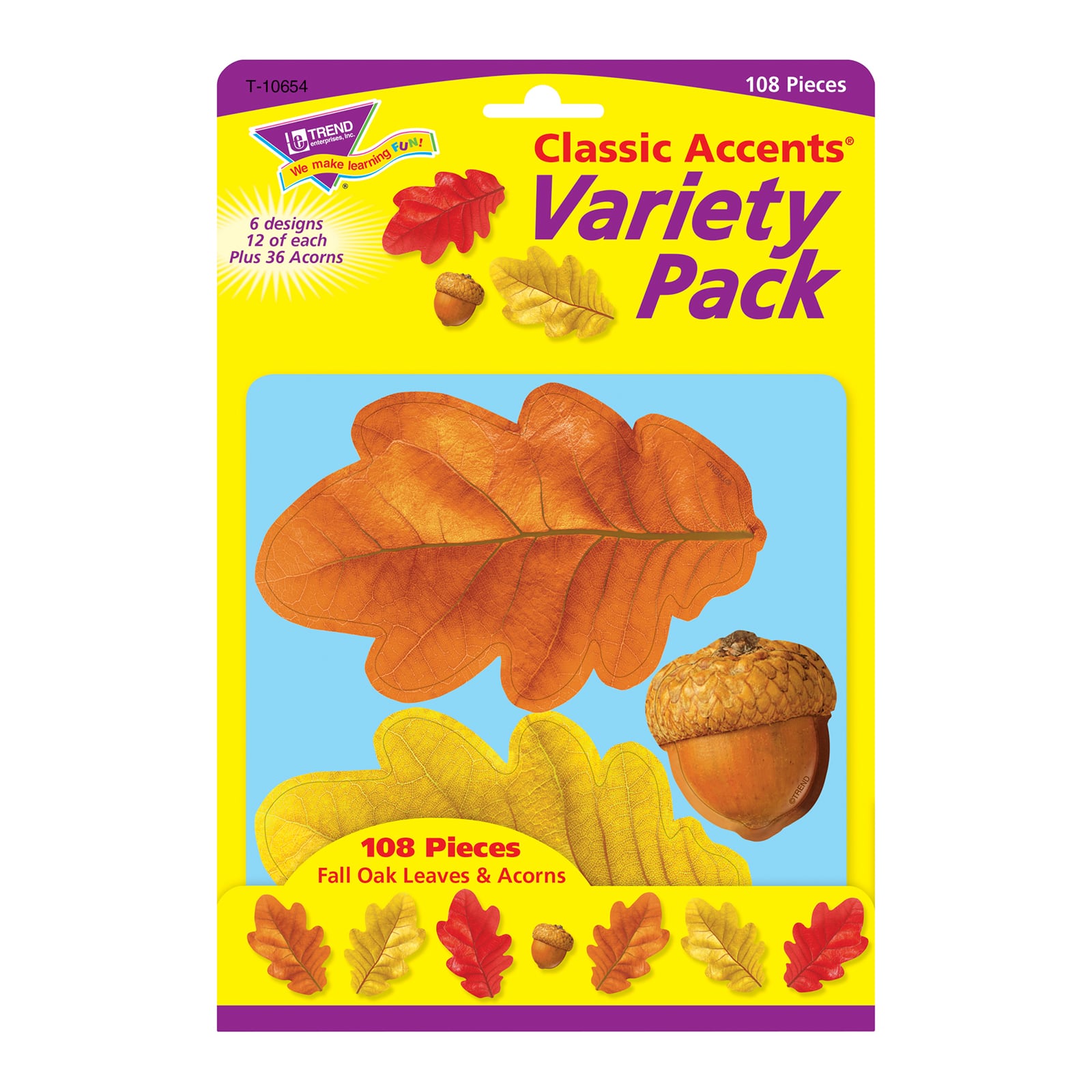 Trend Classic Accents® Fall Oak Leaves & Acorns Variety Pack, 3 Packs of 108 