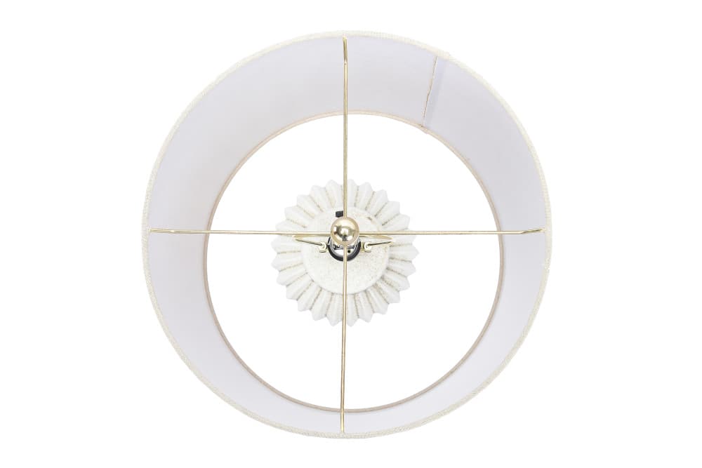 Hello Honey® 22" Distressed White Finish Fluted Terracotta Table Lamp with Linen Shade