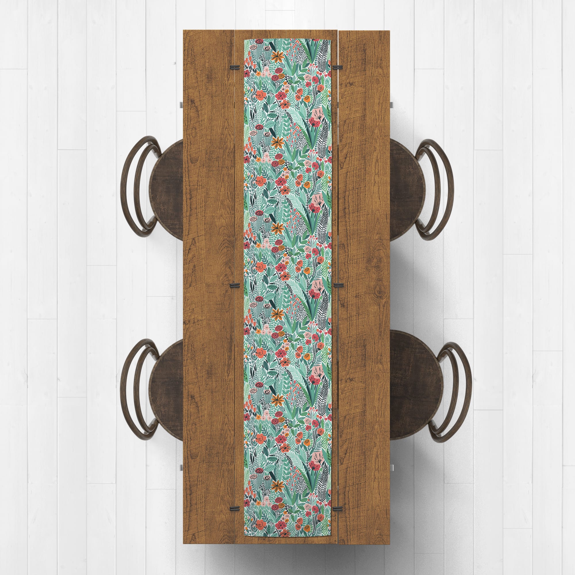 Green Lush Floral Outdoor Table Runner