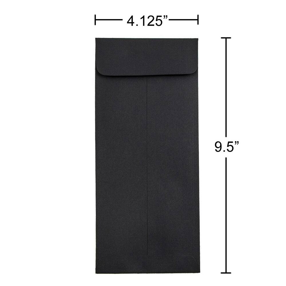 JAM Paper 4" x 9.5" Black Linen Policy Business Premium Envelopes