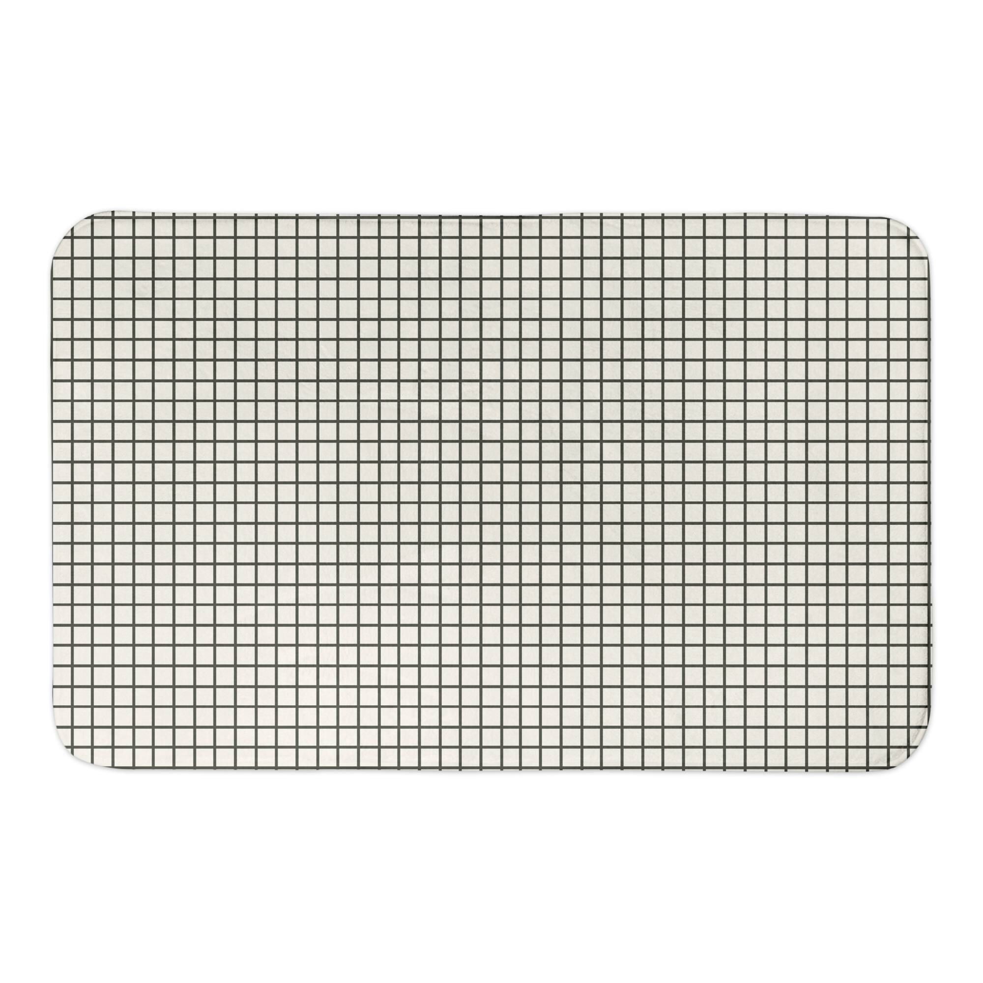Designs Direct Dark On Light Grid Bath Mat, 34" x 21"