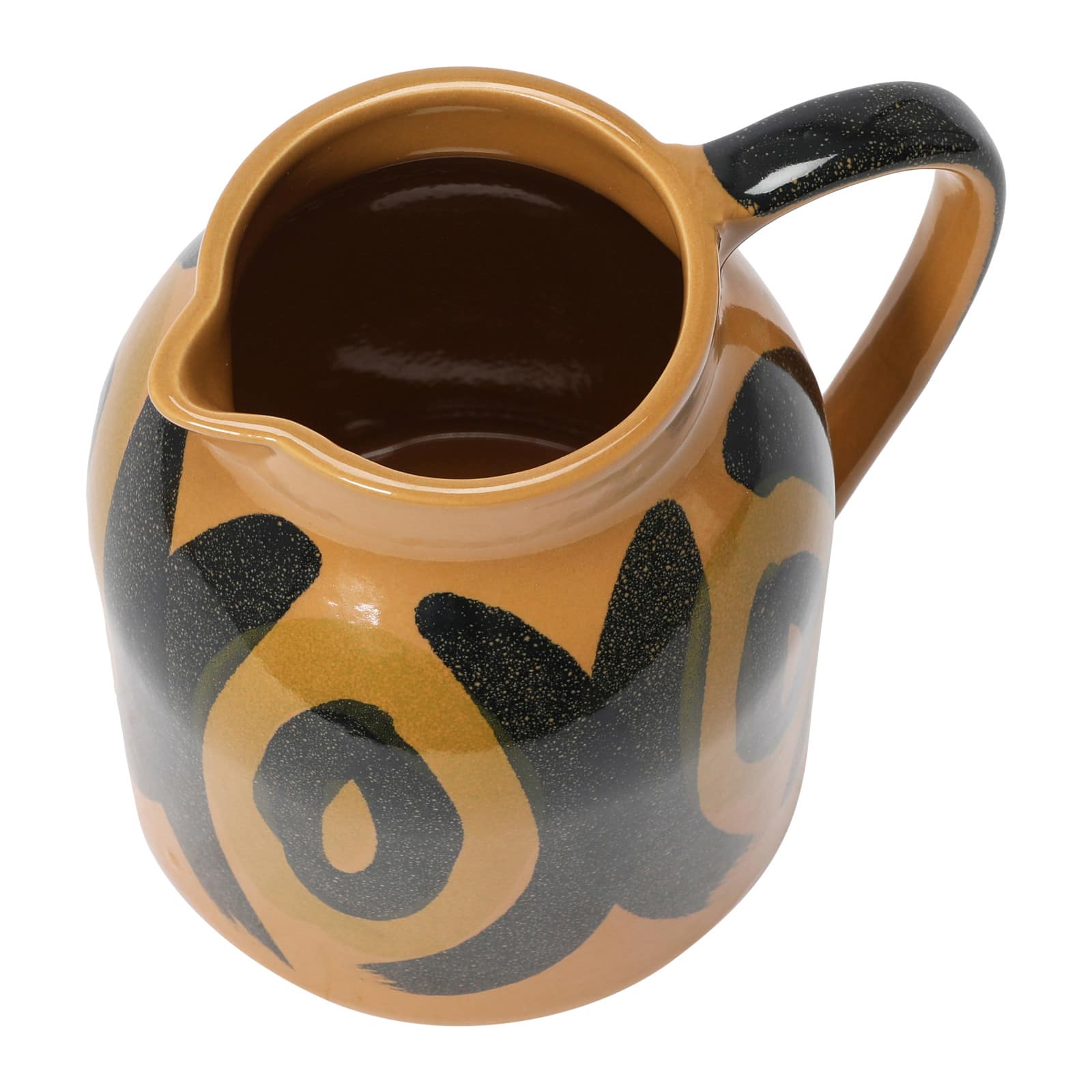 Hello Honey® 6" Brown & Black Decorative Hand Painted Stoneware Pitcher