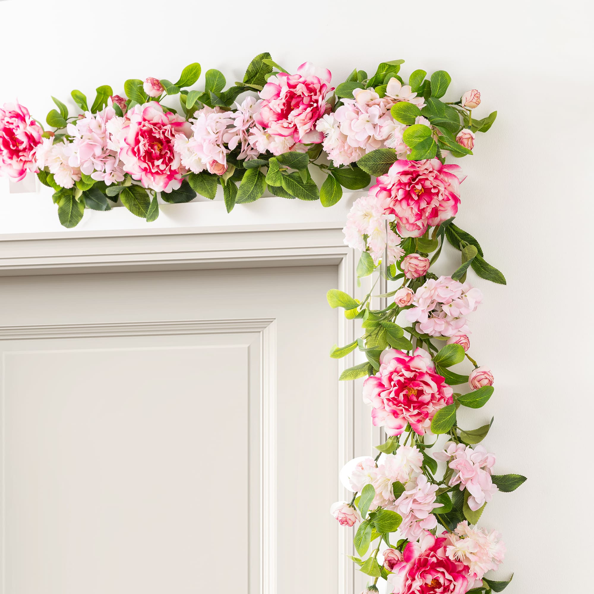 Glitzhome® 6ft. Pink Hydrangea, Peony & Cherry Floral Garland