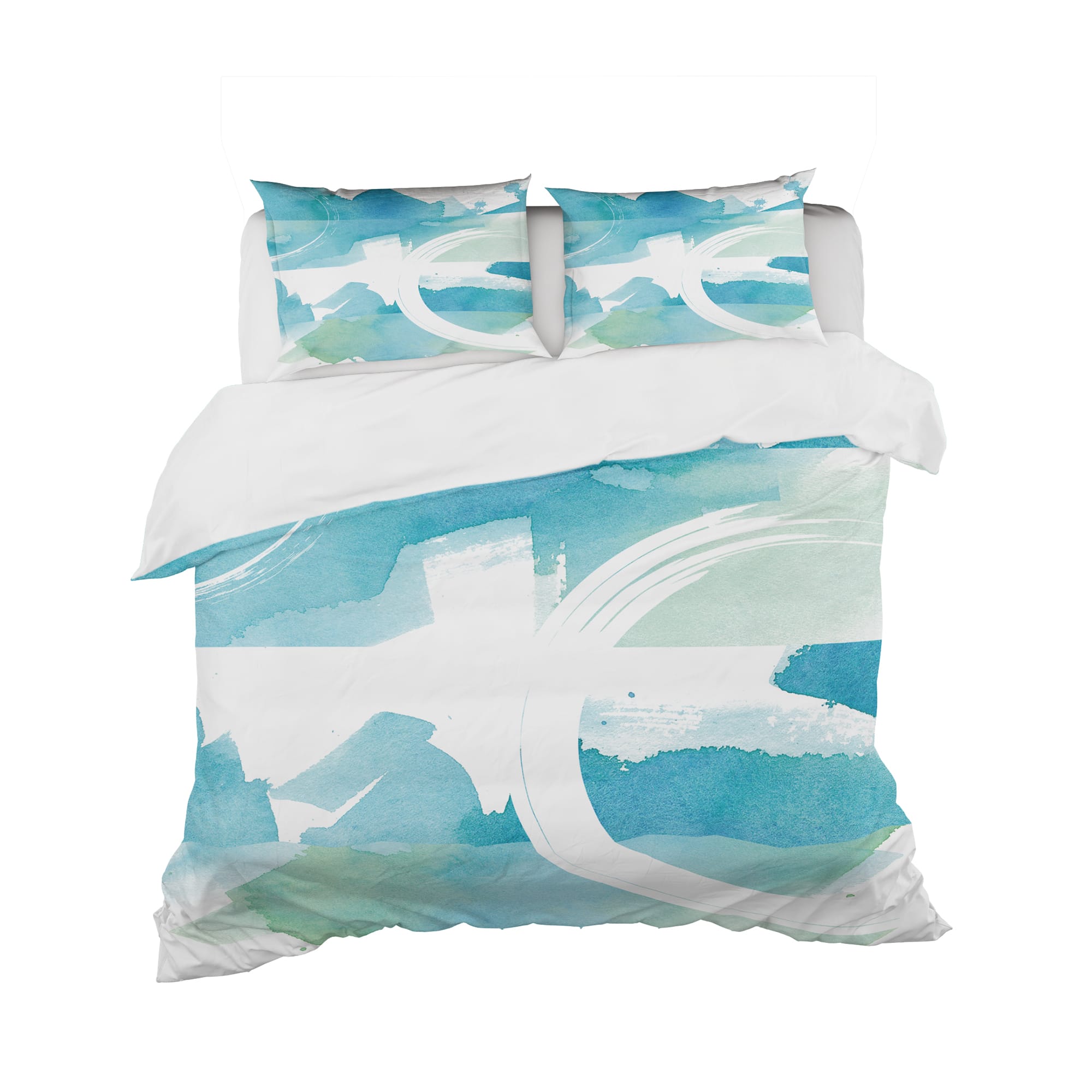 Designart 'Coastal watercolors II' Geometric Bedding Set - Duvet Cover & Shams