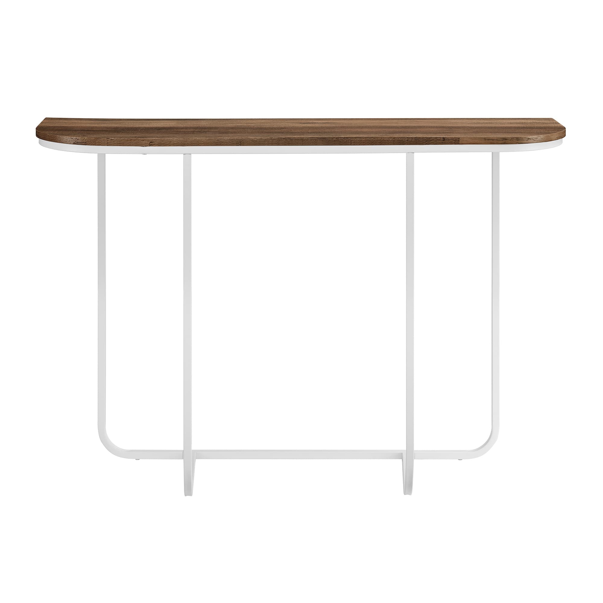 Walker Edison White Reclaimed Barnwood Modern Curved Entry Table