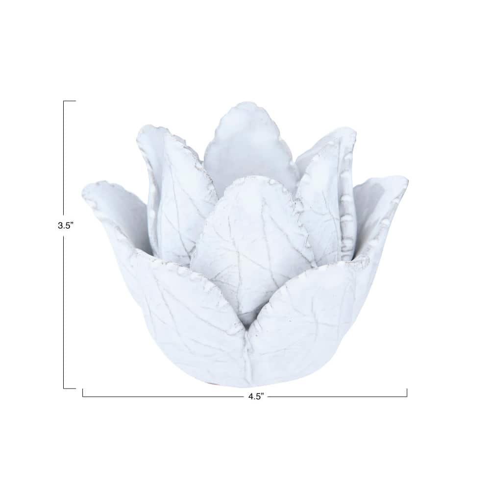 Hello Honey® White Flower-Shaped Terracotta Tealight Candleholder