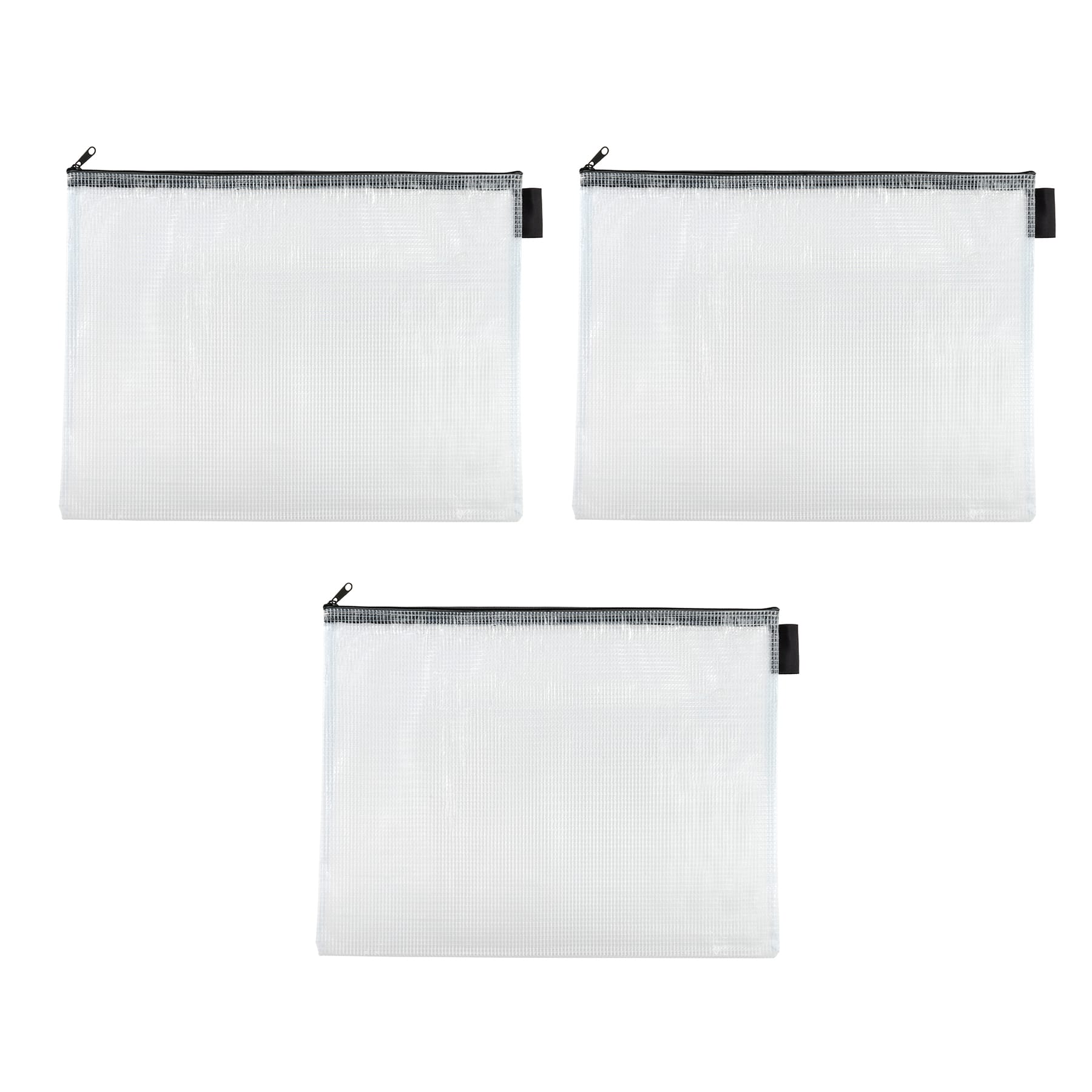 12 Packs: 3 ct. (36 total) 14" Gray Mesh Zipper Pouches by Simply Tidy®