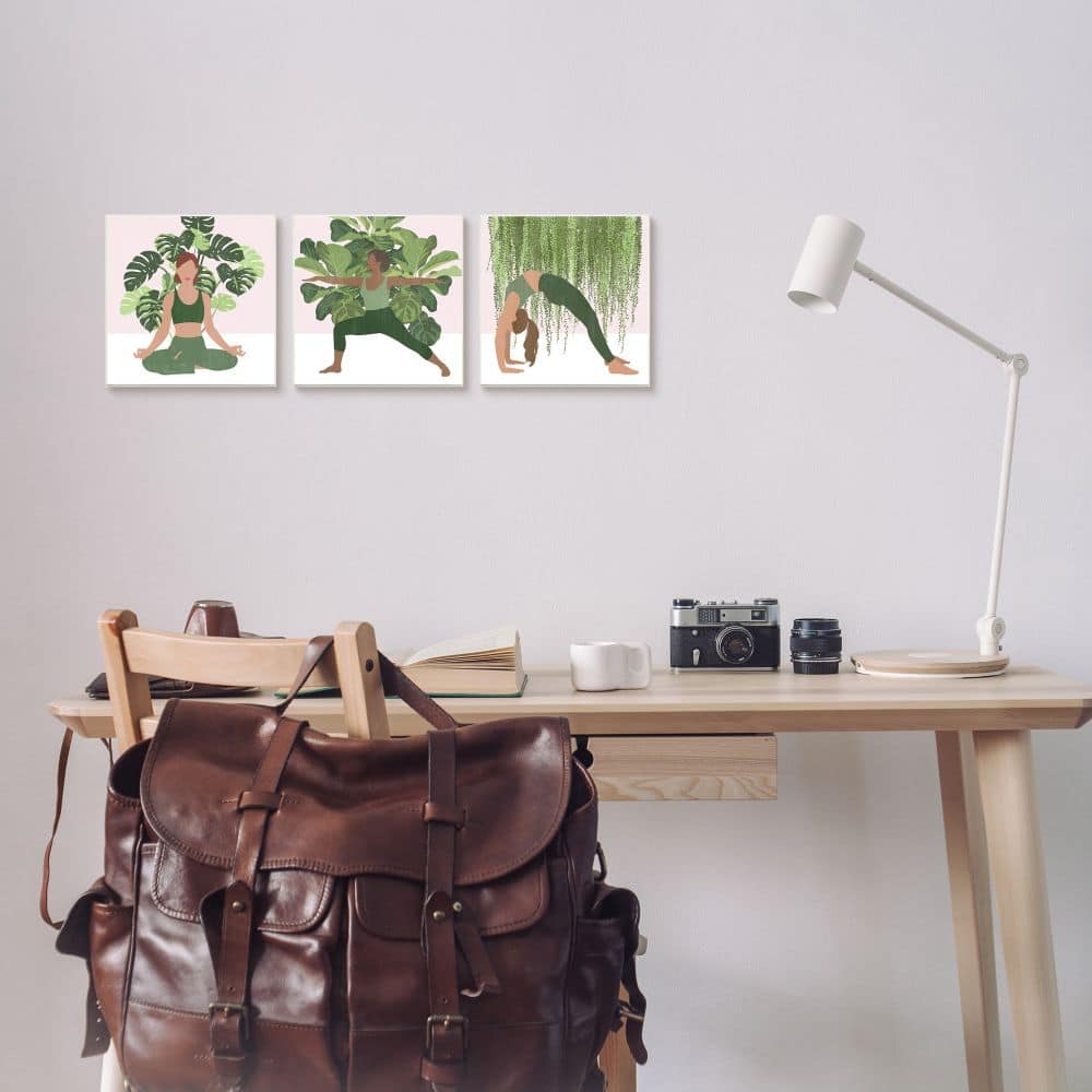 Stupell Industries Yoga Poses Female Figures Namaste Relaxation Self-Care  Canvas Wall Art, 17" x 17"