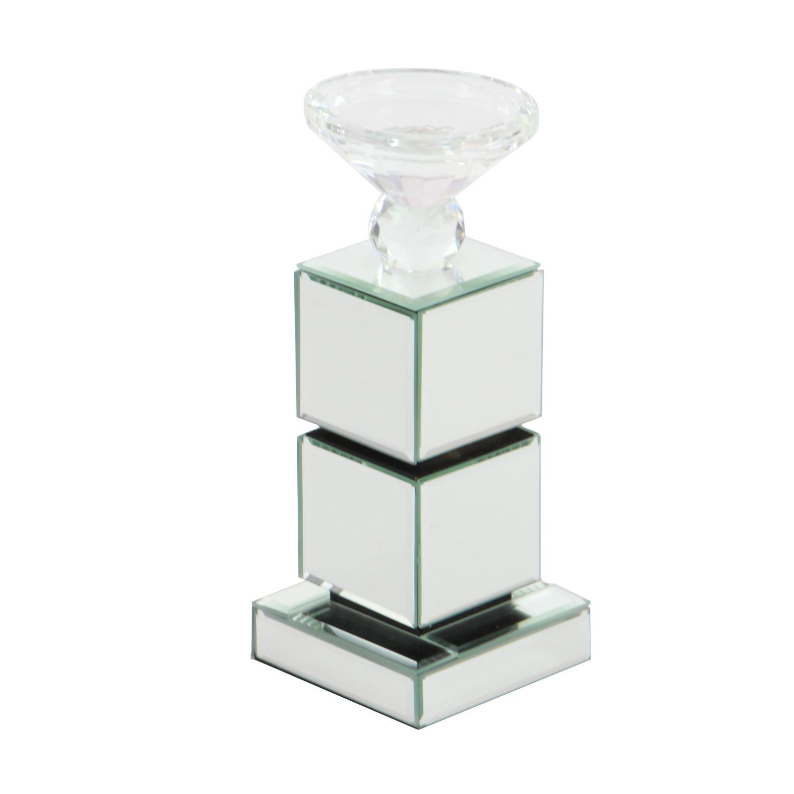 10" Clear Reflective Mirror Glam Candlestick Holder
