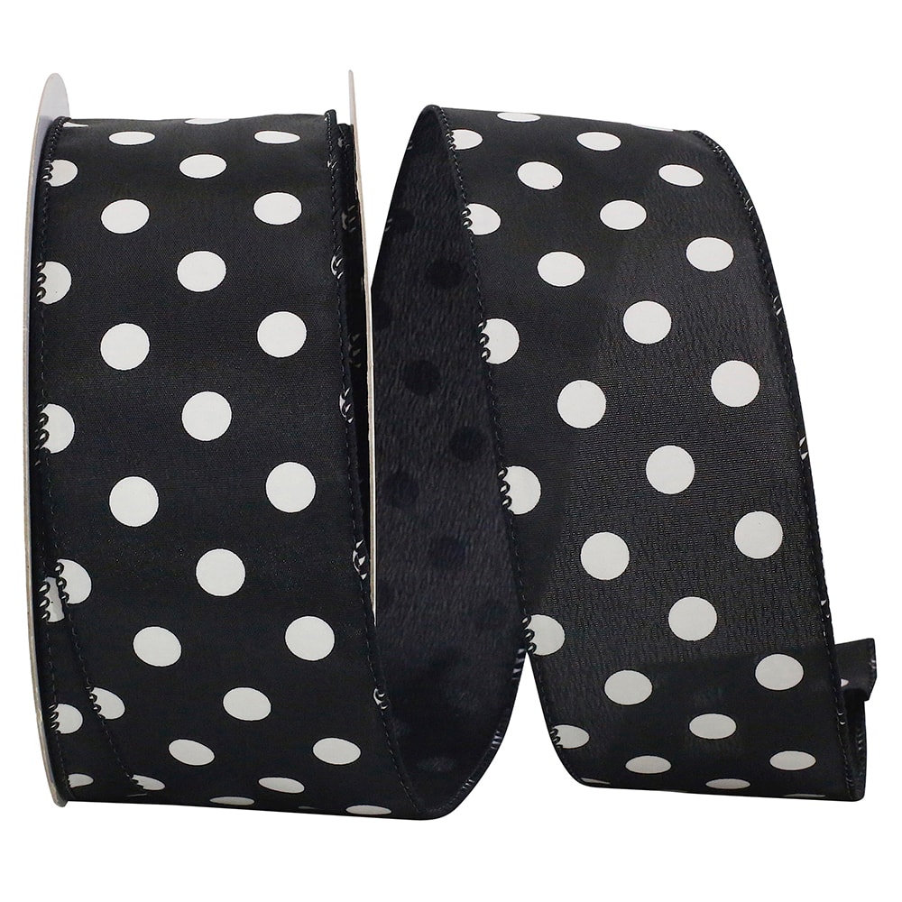 JAM Paper 2.5" x 50yd. Satin Large Dots Wired Ribbon