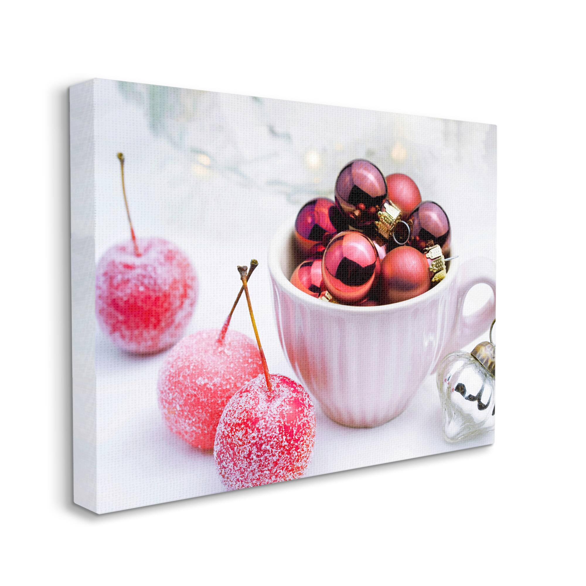 Stupell Industries Gleaming Red Christmas Ornaments Canvas Wall Art