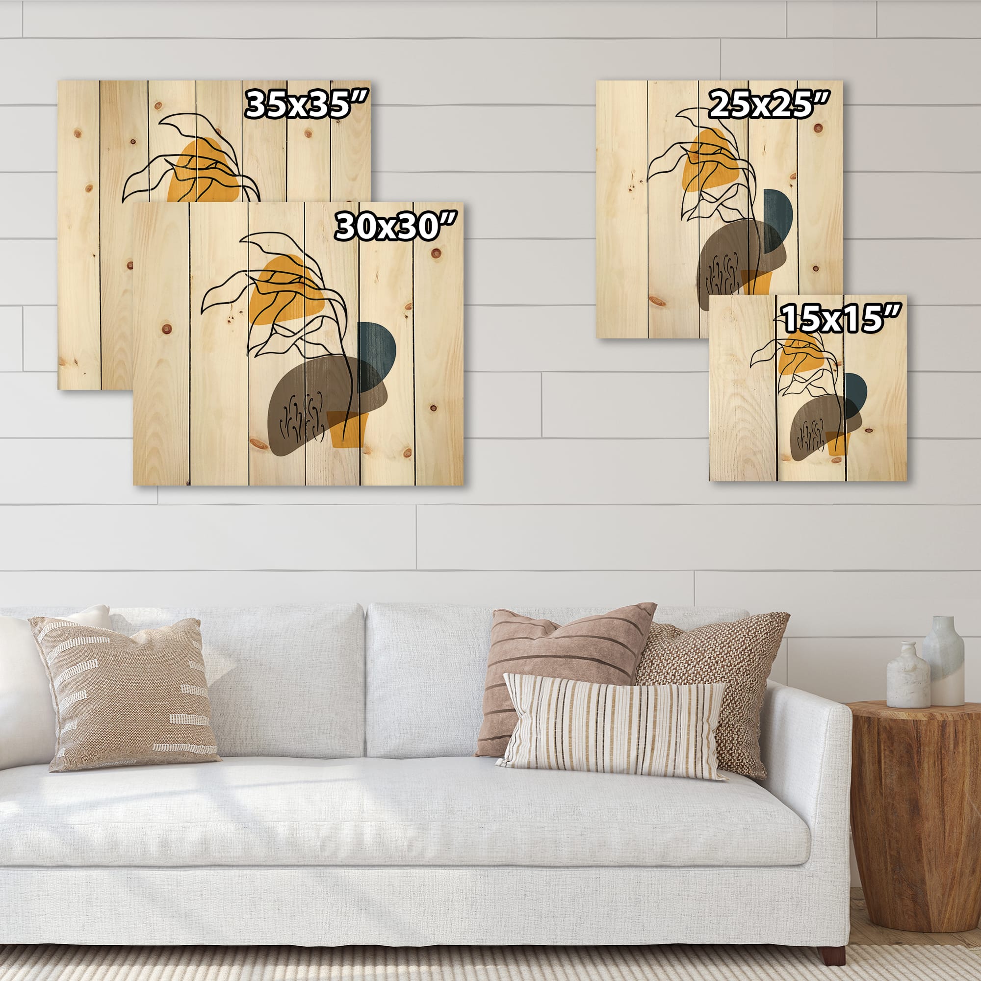 Designart - Abstract Flowers On Minimal Shapes V