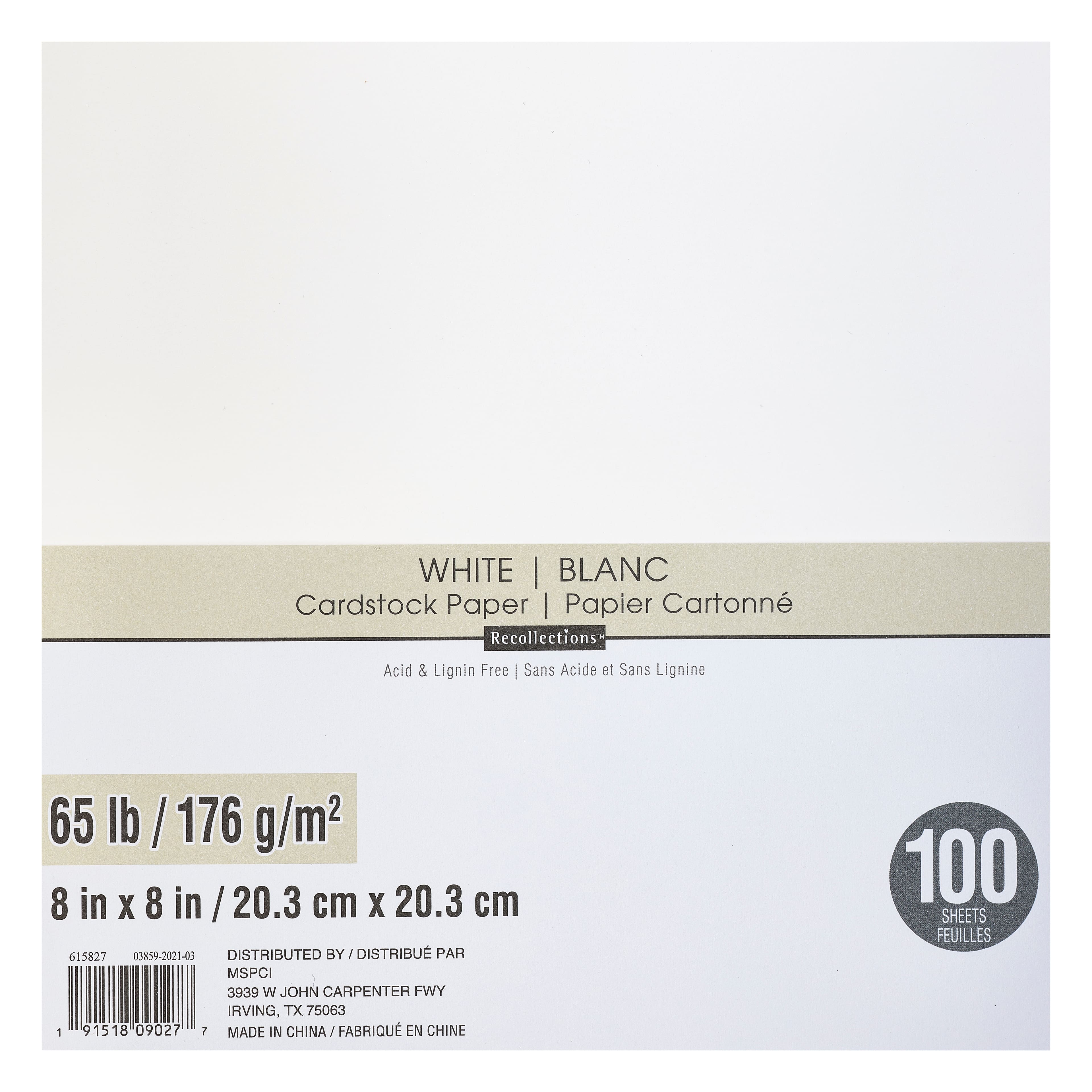 12 Packs: 100 ct. (1,200 total) White 8" x 8" Cardstock Paper by Recollections™