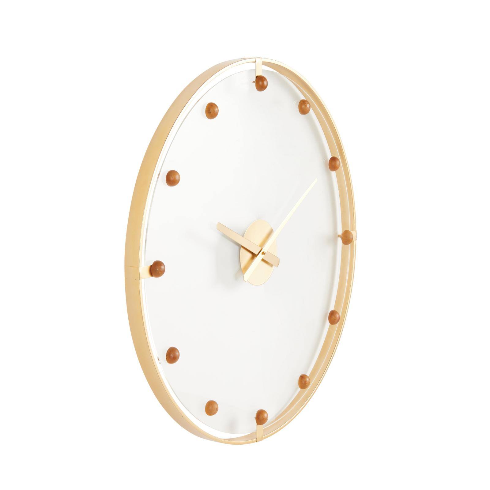 27.5" Gold Metal Decorative Wall Clock with Acrylic Face & Ball Accents