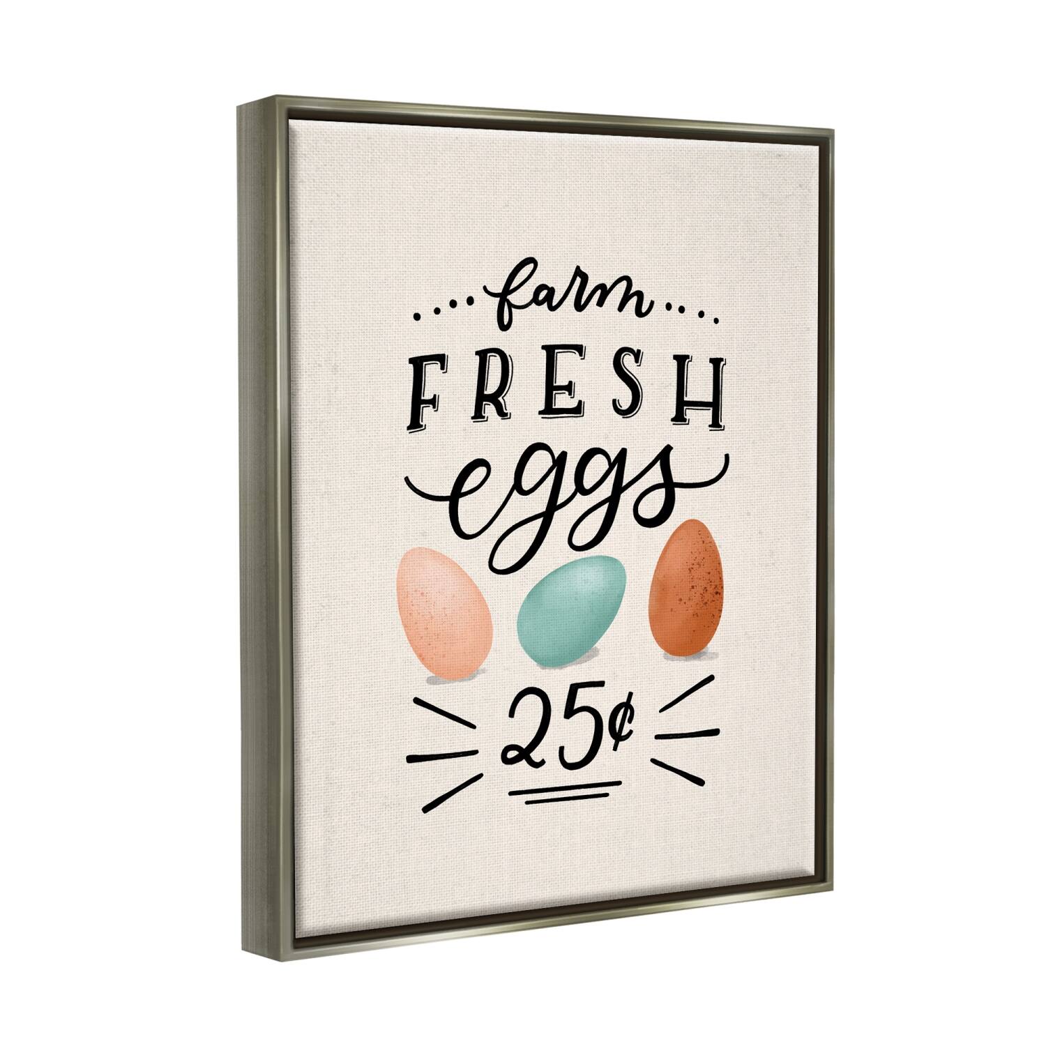 Stupell Industries Farm Fresh Eggs Sign Floater Framed Art