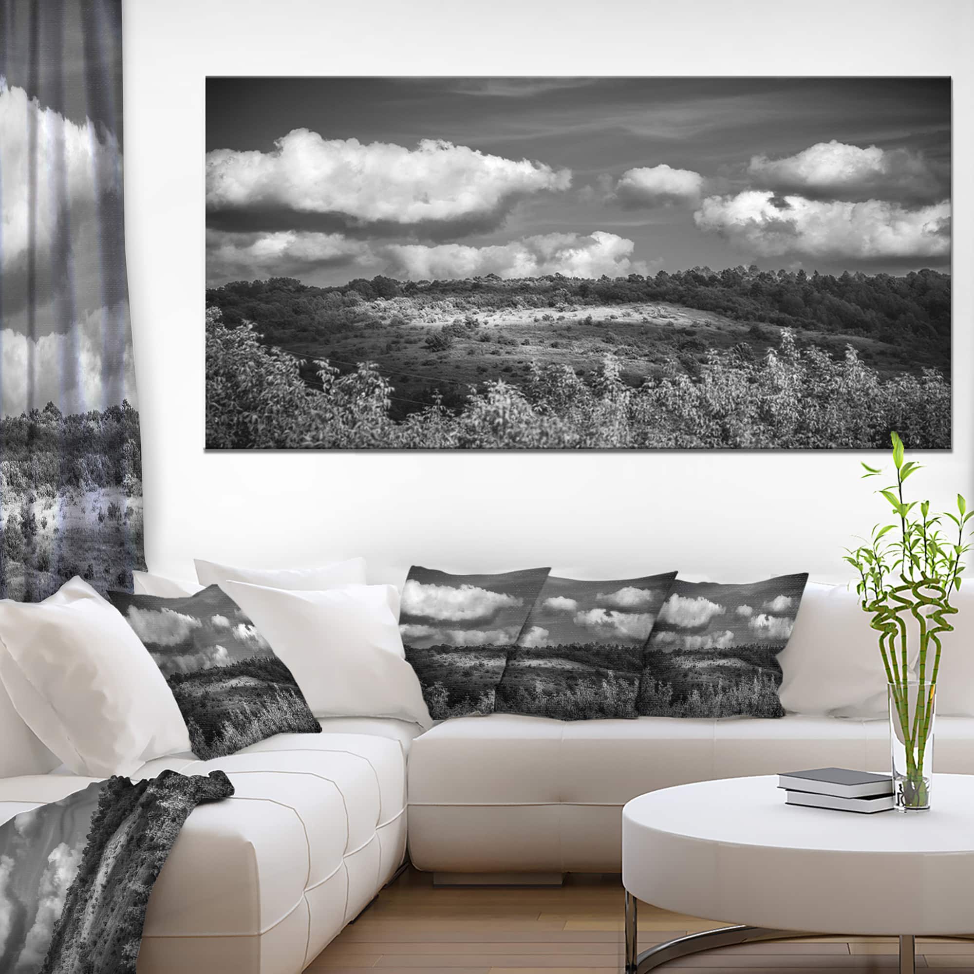Designart - Green Hills under Cloudy Sky - Extra Large Wall Art Landscape