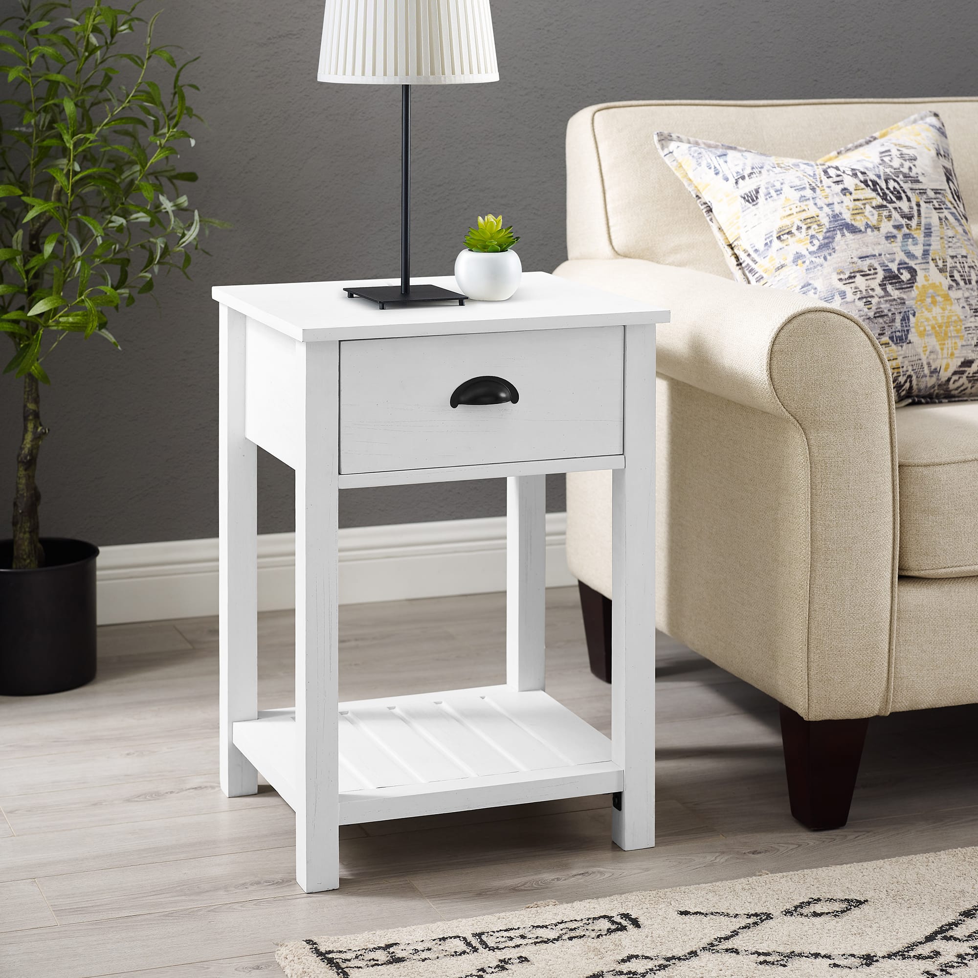 Walker Edison 18" 1-Drawer Country Side Table