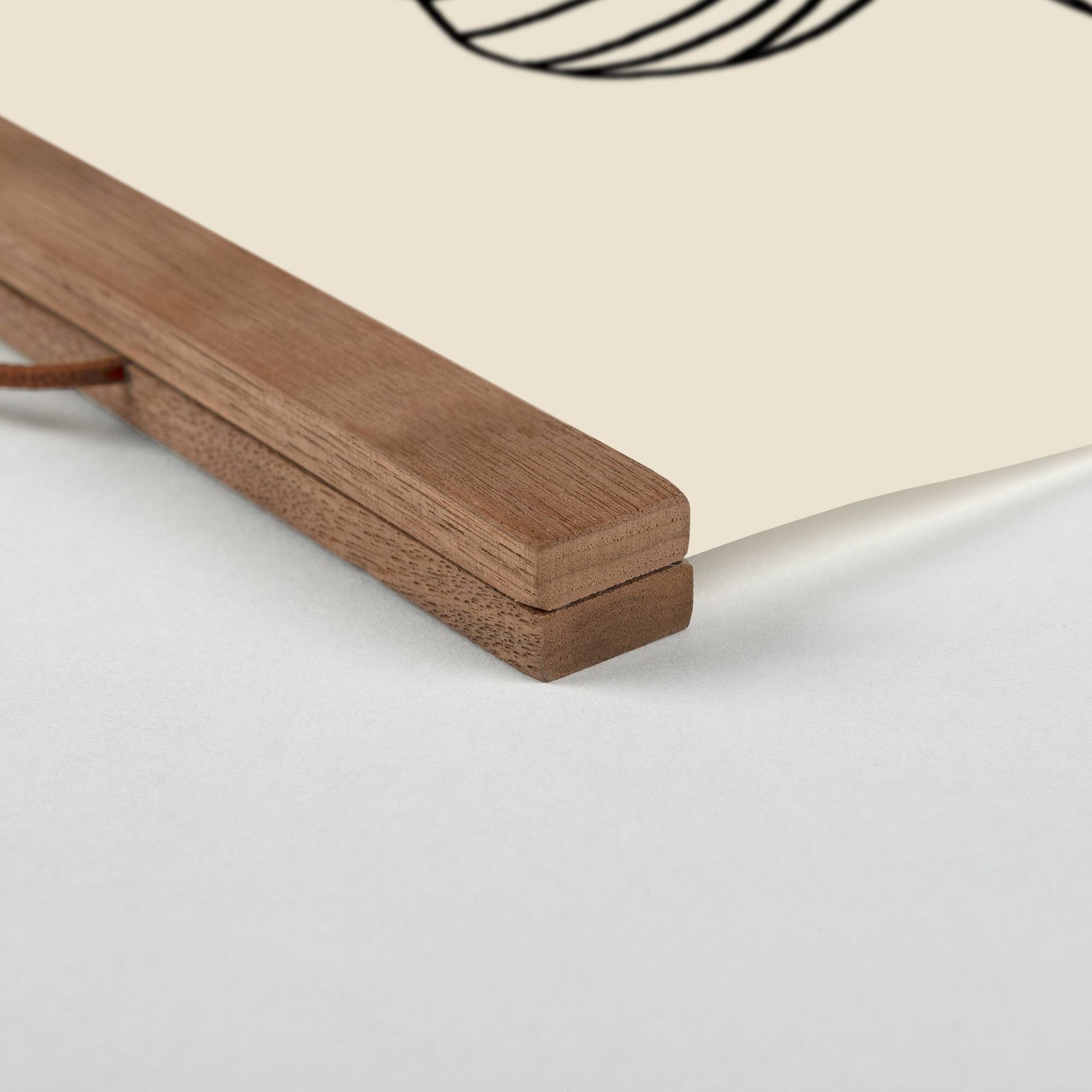 Line Flowers Teak Hanging Canvas