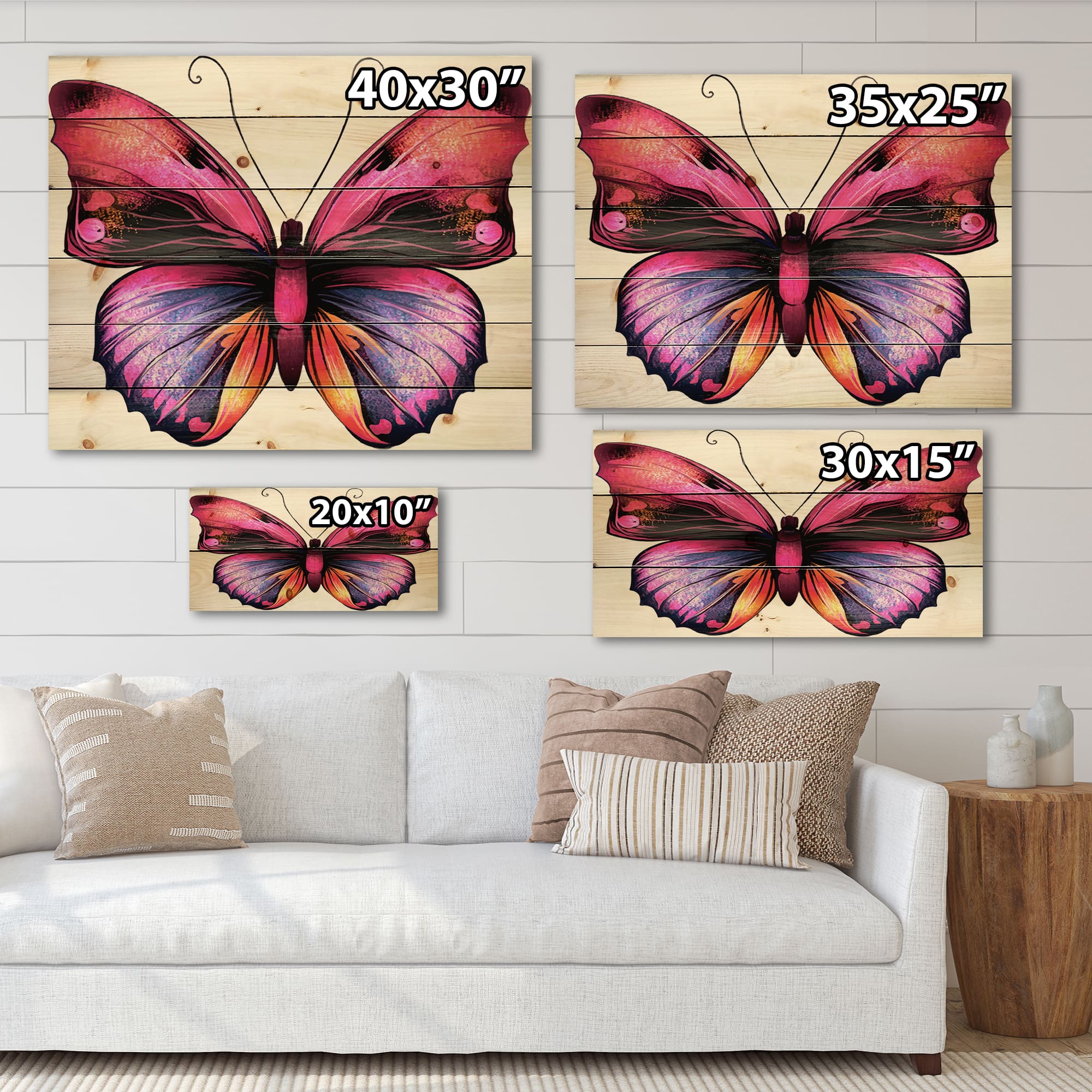 Designart - Bright Pink Butterfly Portrait