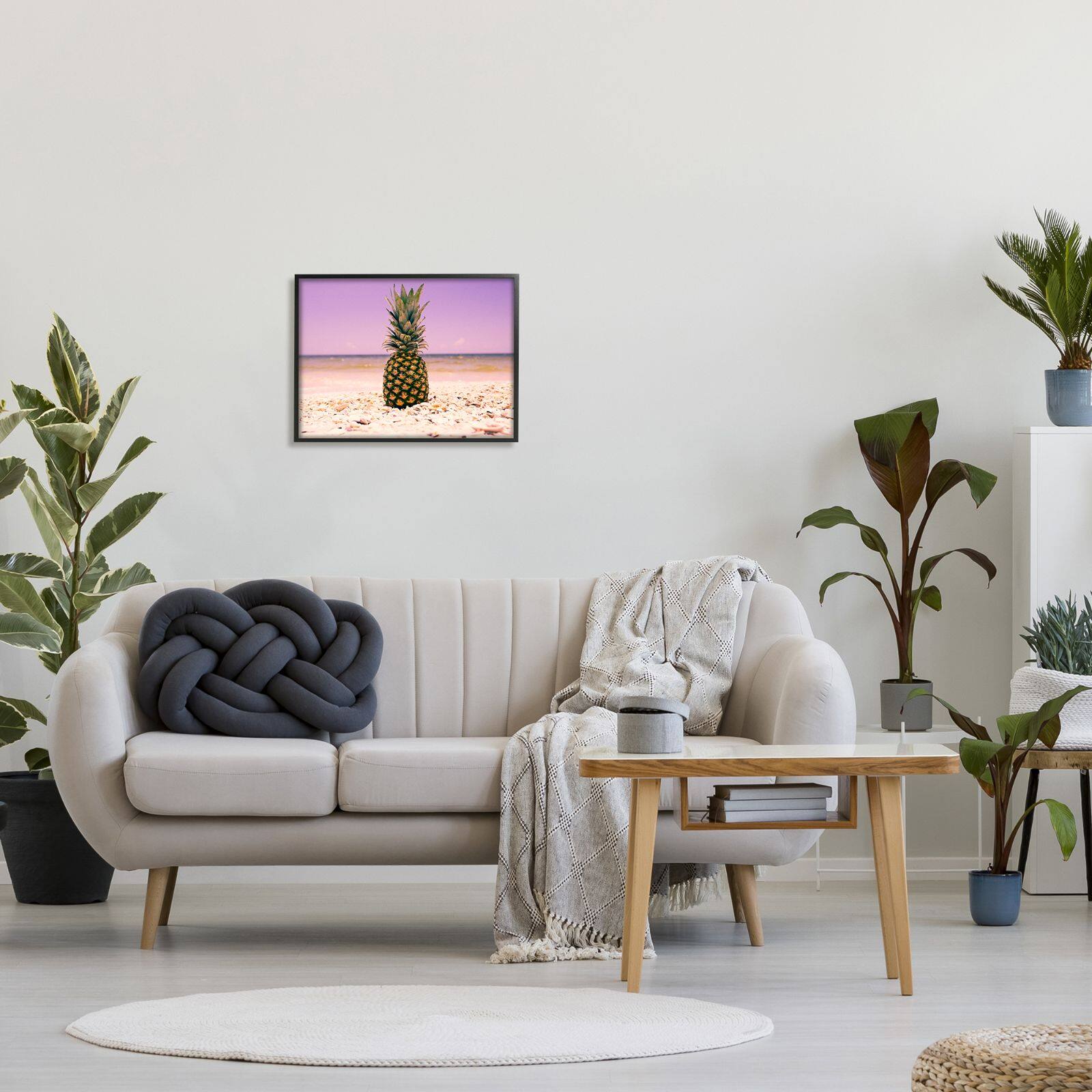 Stupell Industries Pink Purple Pineapple Beach Framed Wall Art
