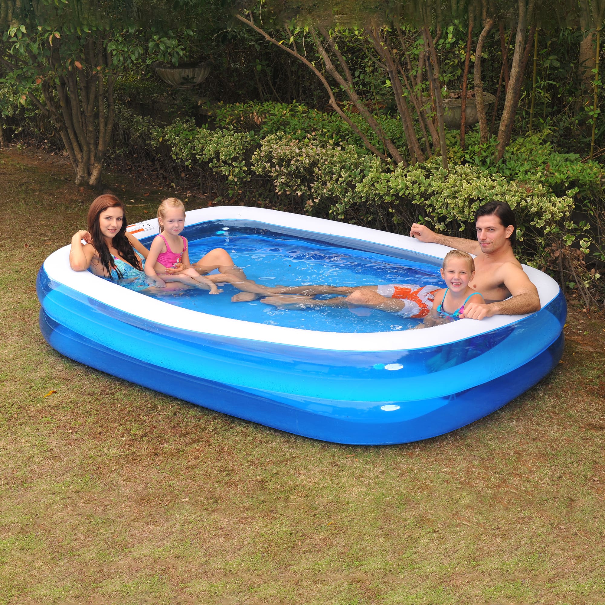 Pool Central® 8.5ft. Blue and White Inflatable Rectangular Swimming Pool
