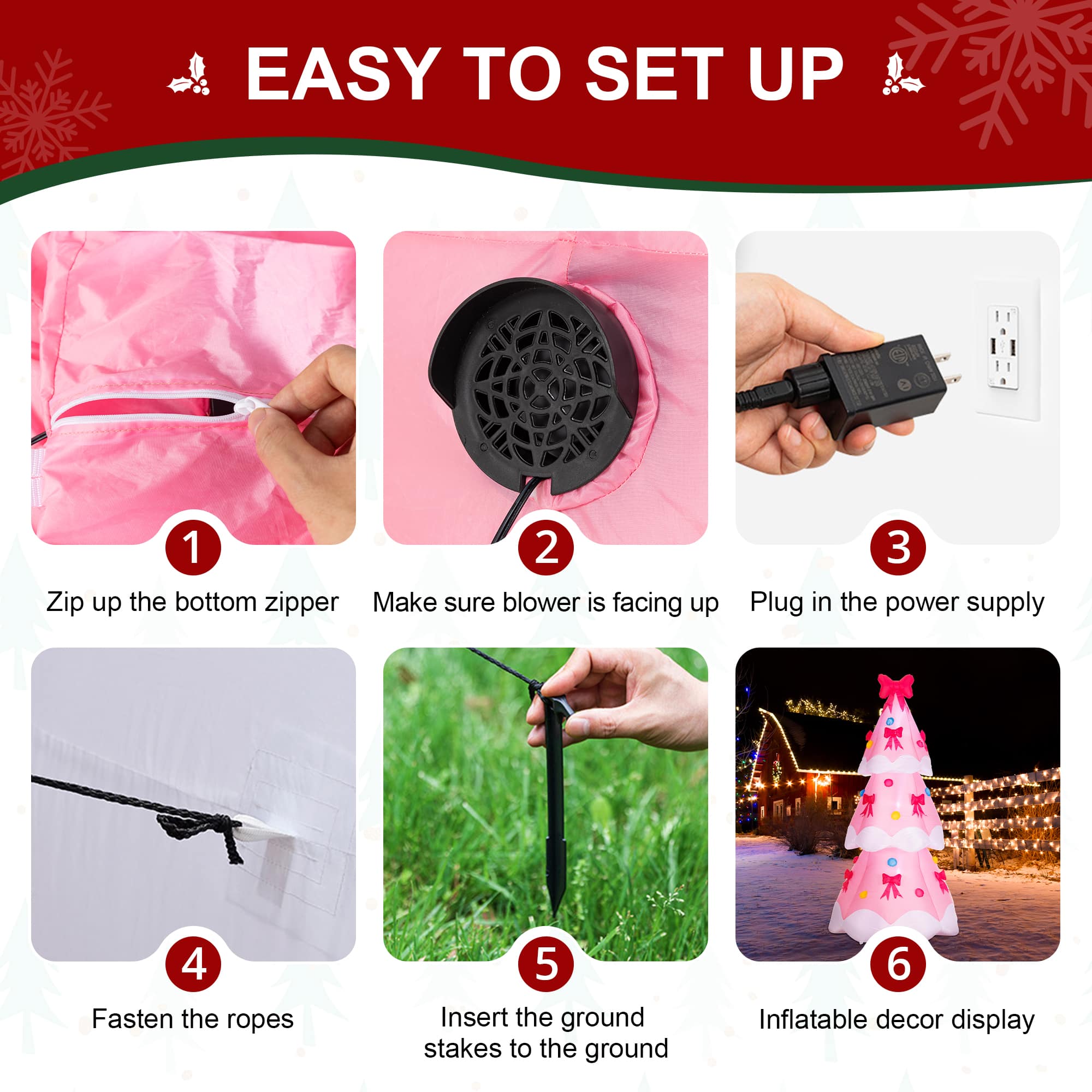 Glitzhome® 7FT Lighted Inflatable Bows Christmas Tree Decor