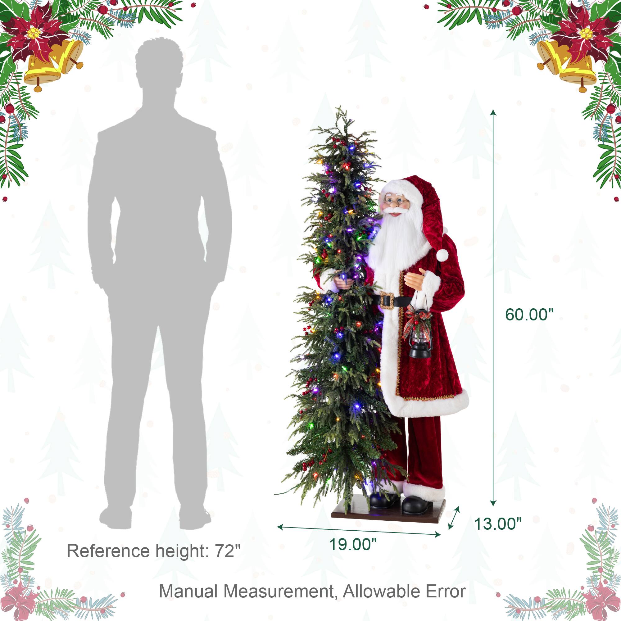 Glitzhome® 4ft. Oversized Traditional Christmas Santa with 5ft Lighted PE Dripping Christmas Tree