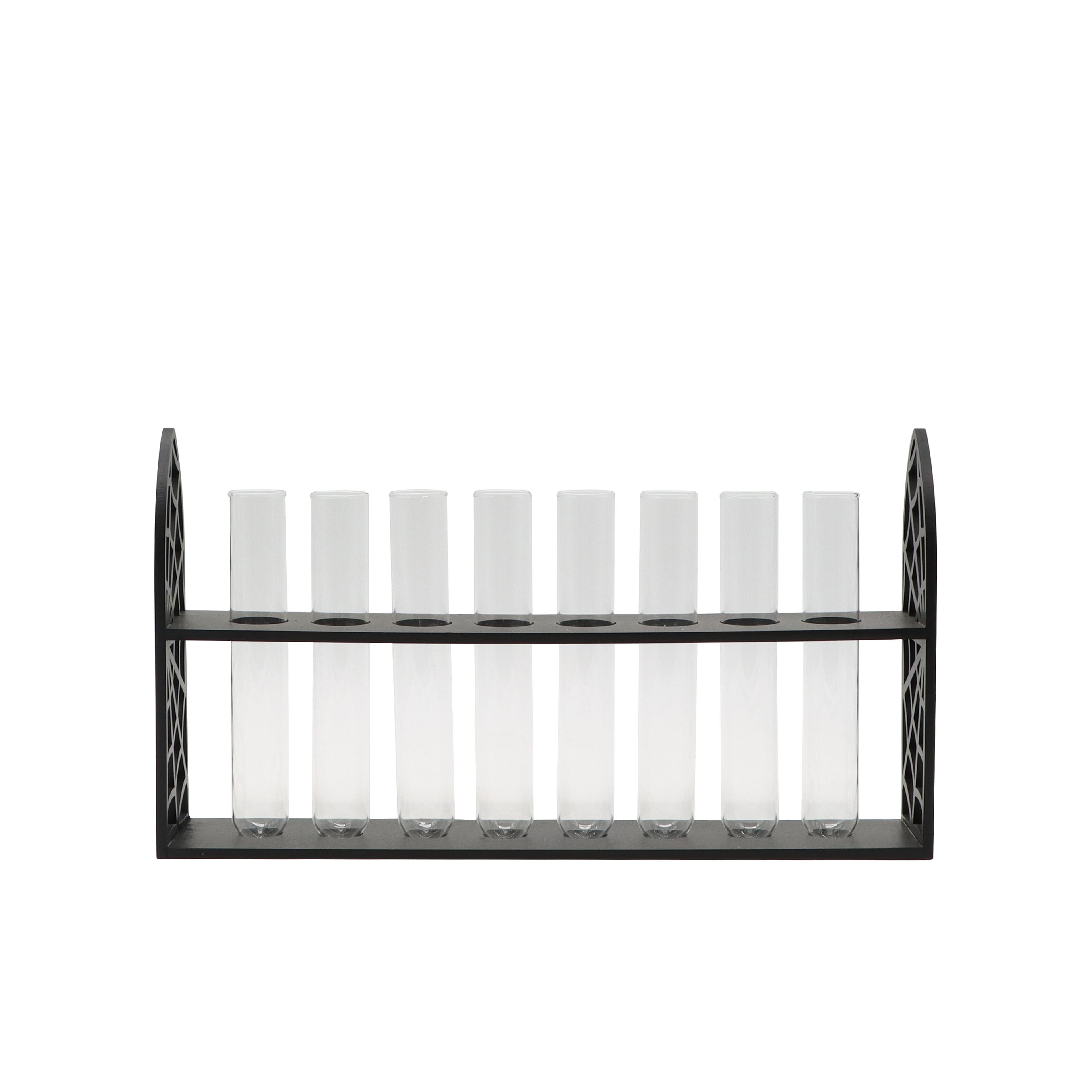 13" Clear Test Tube Vases with Black Spiderweb Arch Stand by Ashland®