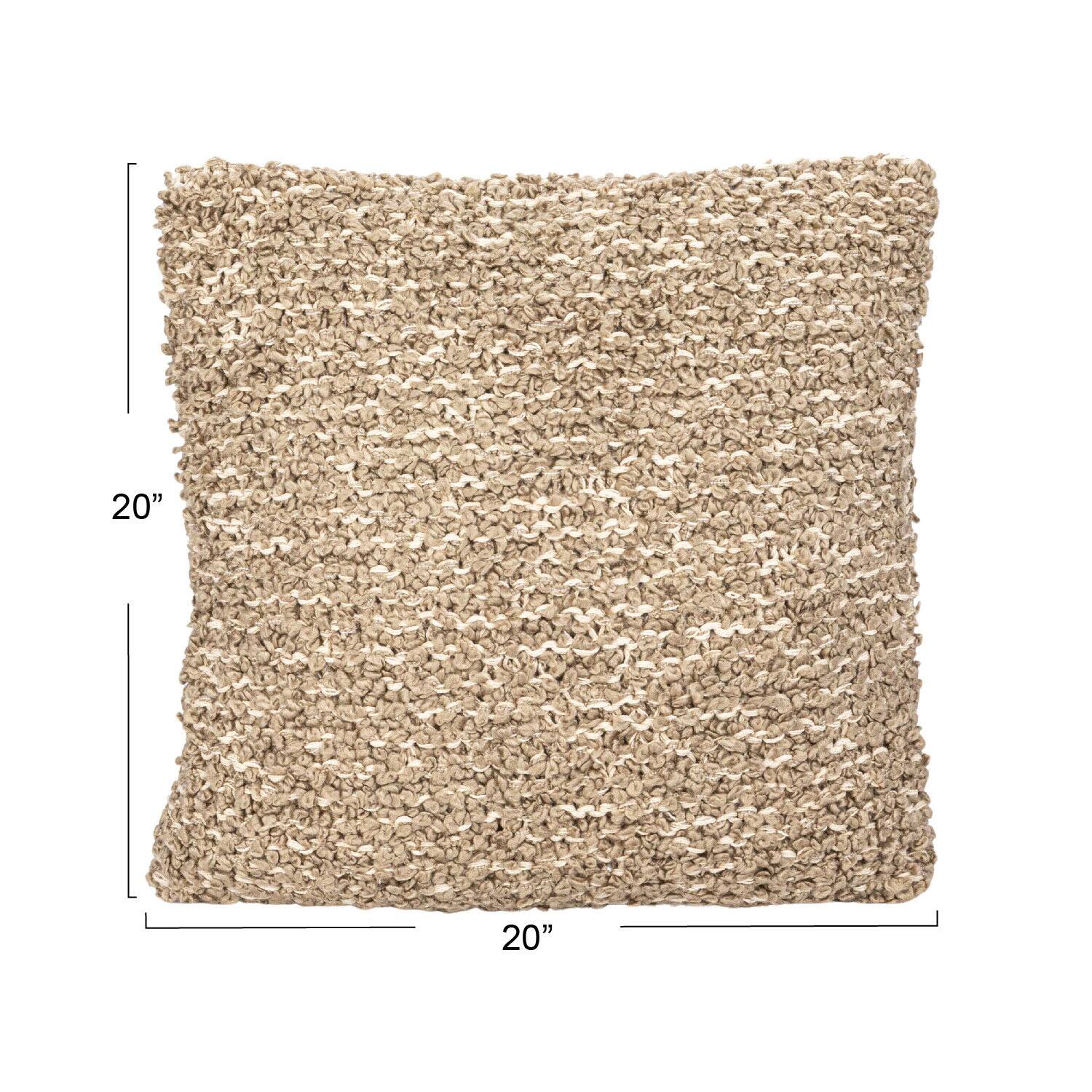 Hello Honey® 20" Brown Woven Cotton Blend Bouclé Pillow