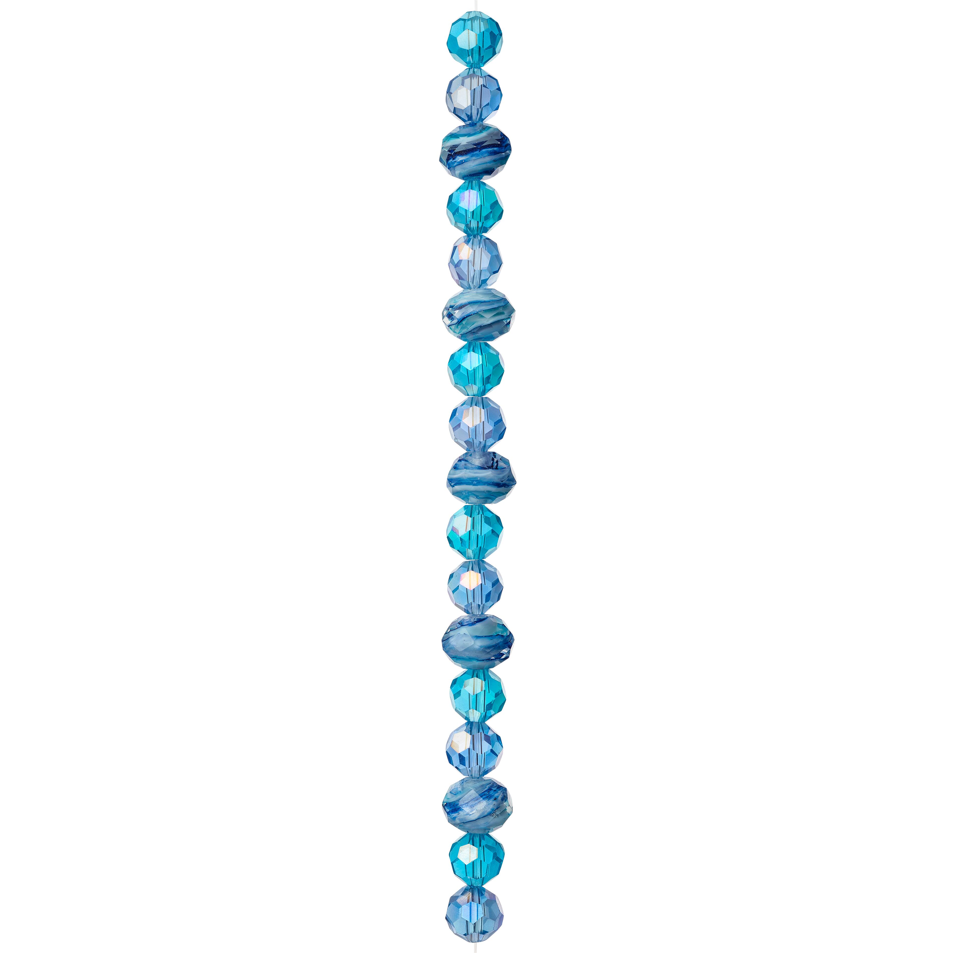 12 Pack: Aqua Mix Glass Faceted Beads by Bead Landing™