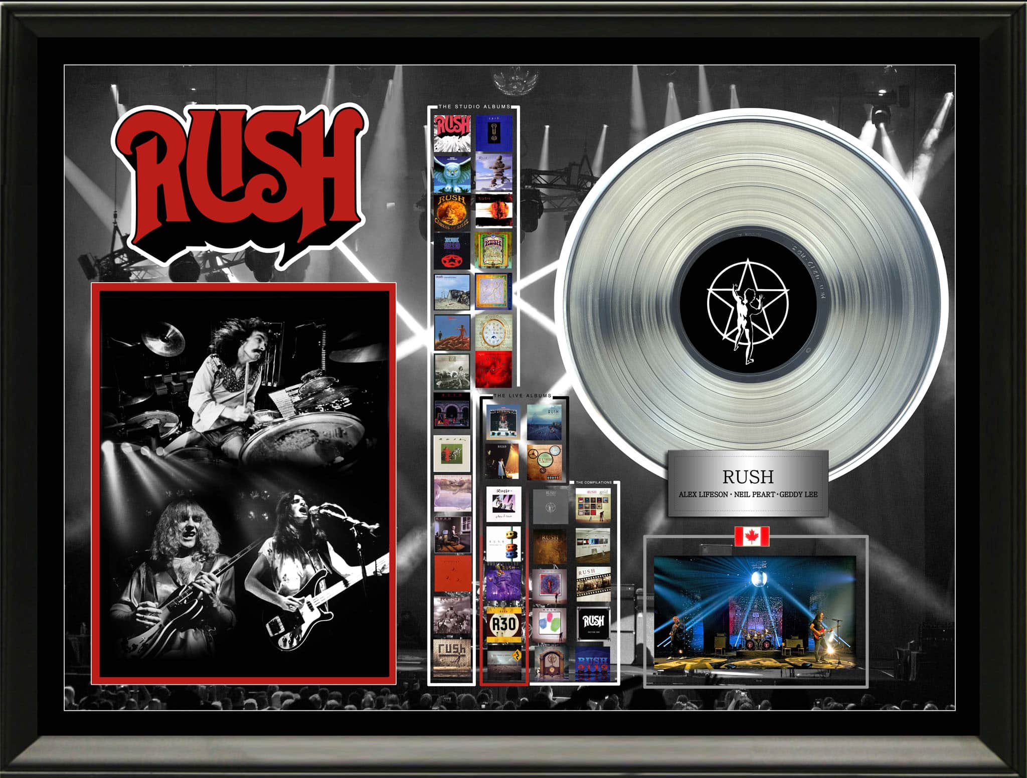 Rush Framed Collage With Platinum LP 34" x 26"