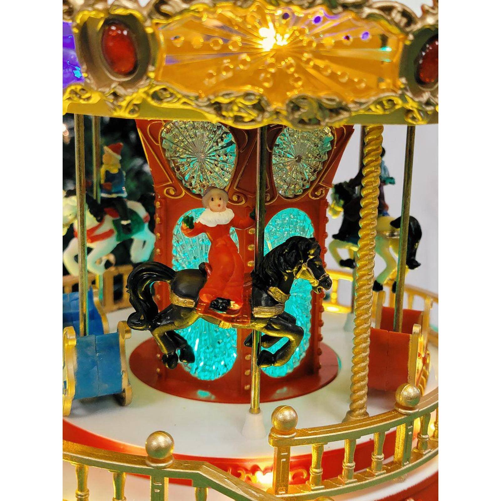 Wizardi 20" Christmas Village Carousel Decoration