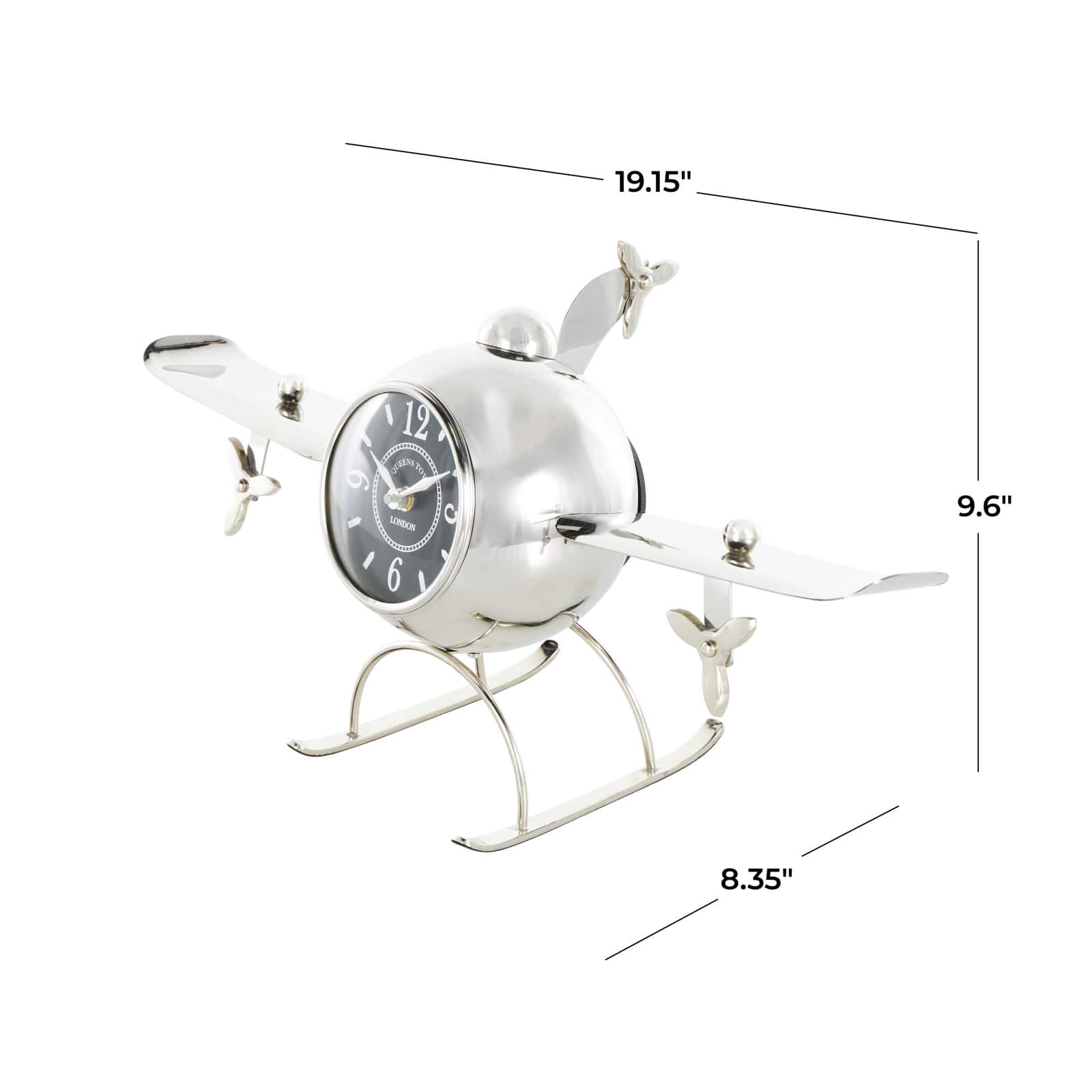19" Silver Stainless Steel Decorative Airplane Clock