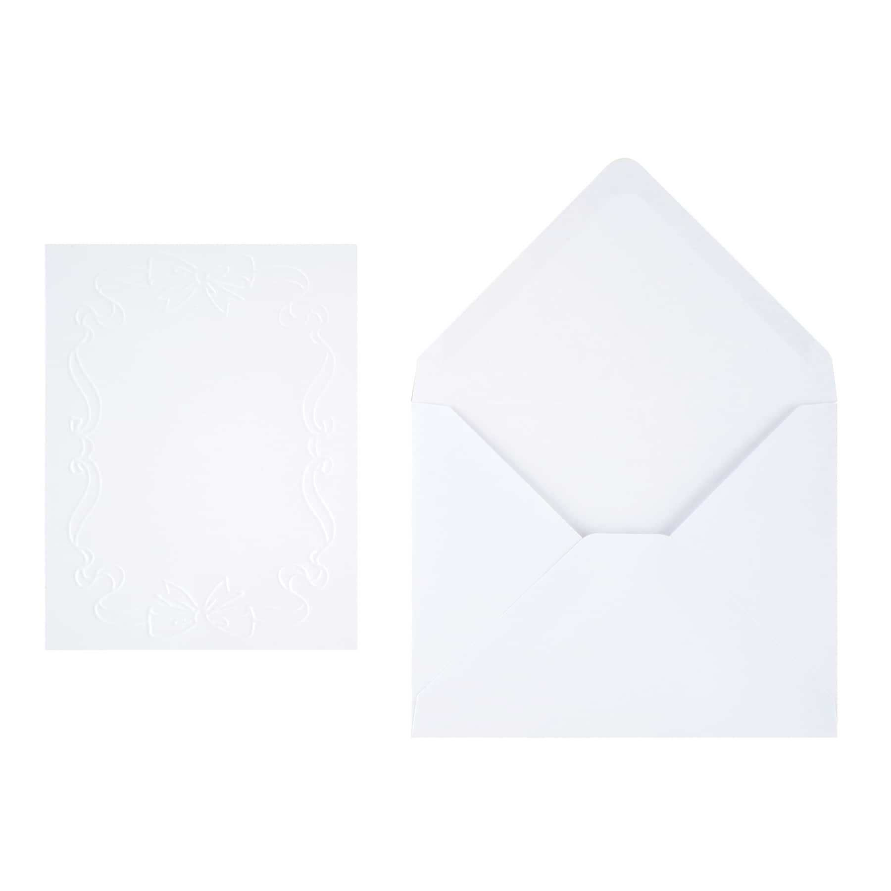 4.25" x 5.5" Embossed Bow Border Card & Envelope Sets