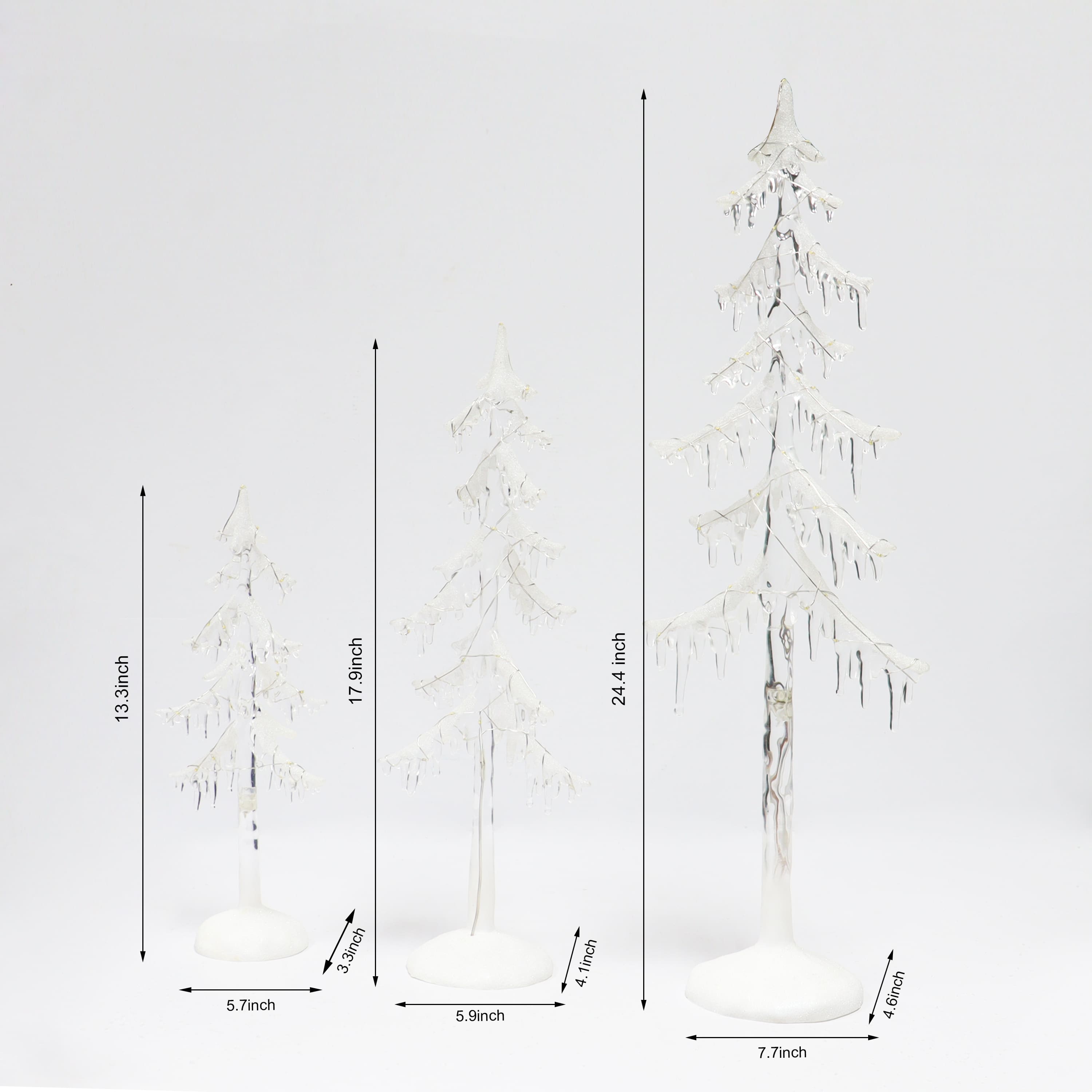 Moments in Time Acrylic Icicle Christmas Trees Set