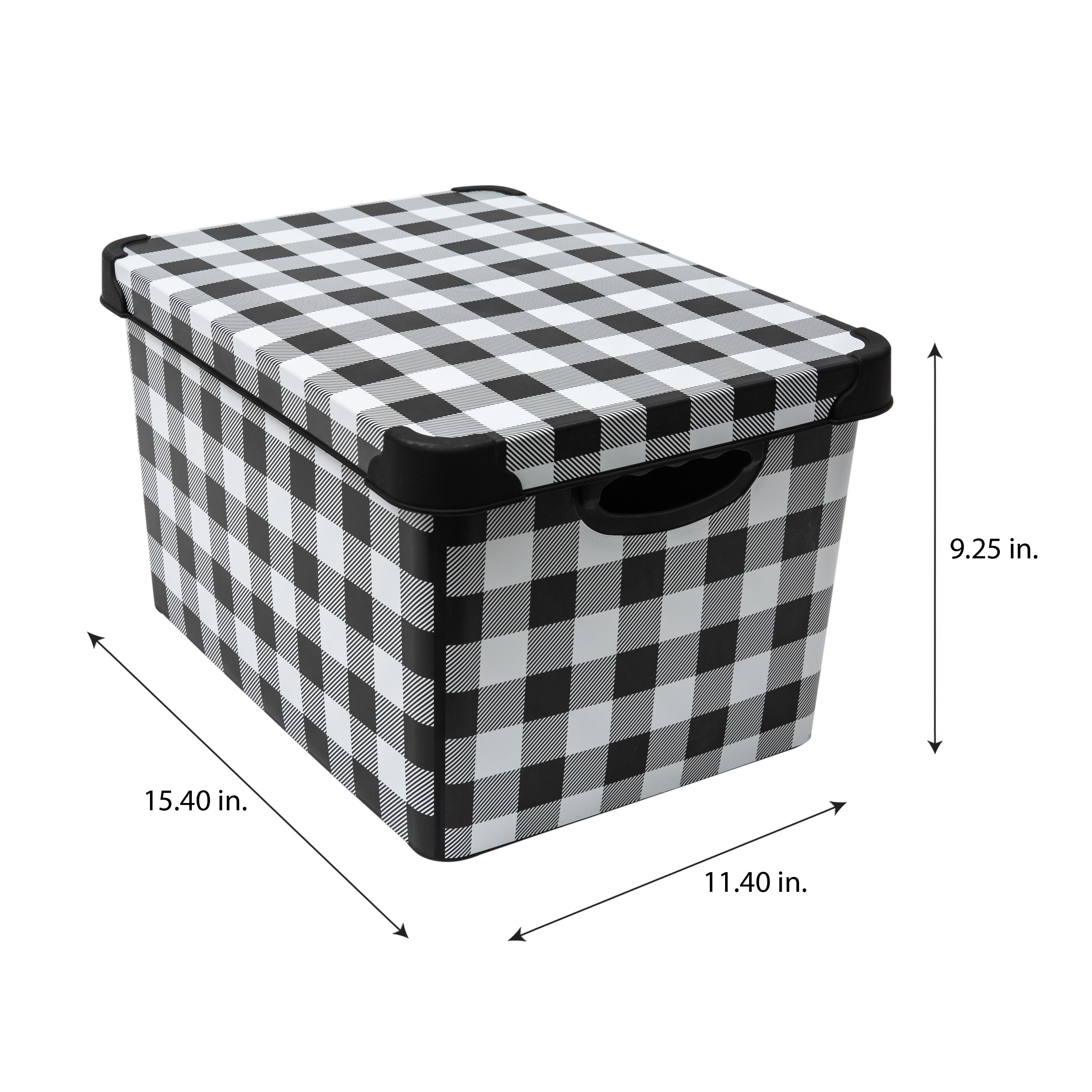 Simplify Checkered Black & White Storage Tote Bin