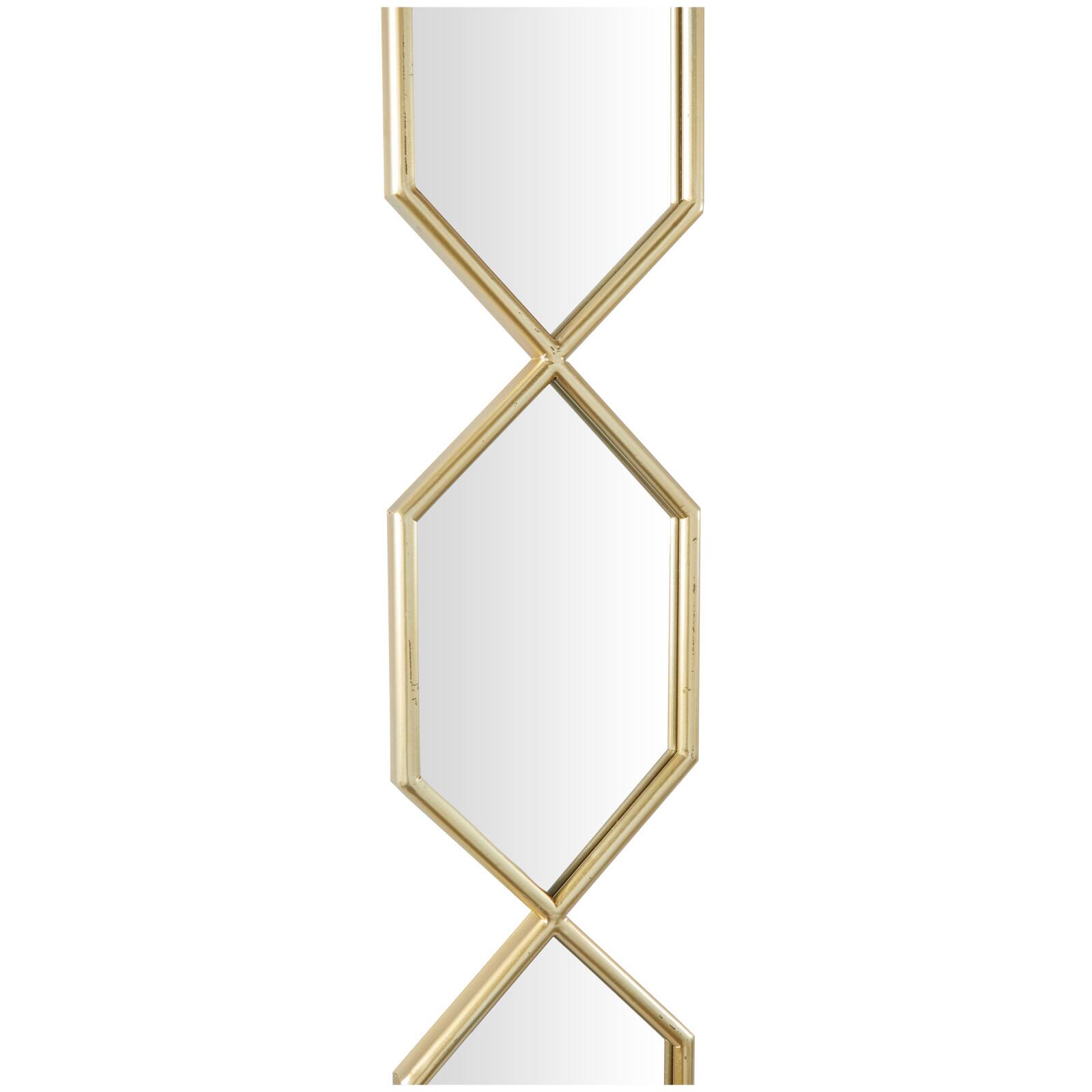 Gold Metal Slim Stacked Chain 5 Layer Wall Mirror with Trellis Pattern 7" x 1" x 59"