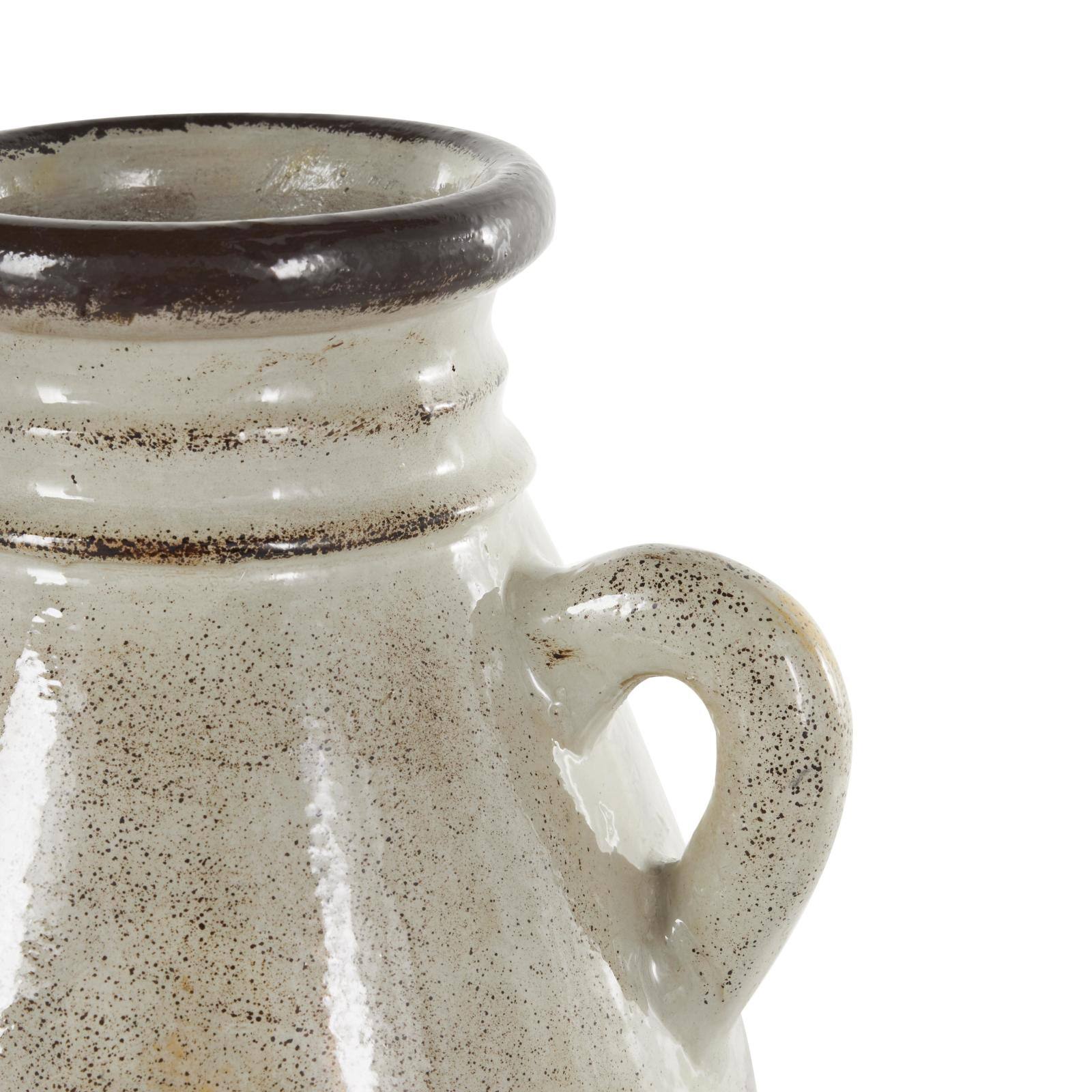 13.75" Cream Ceramic Antique Amphora Vase with Speckled Texturing