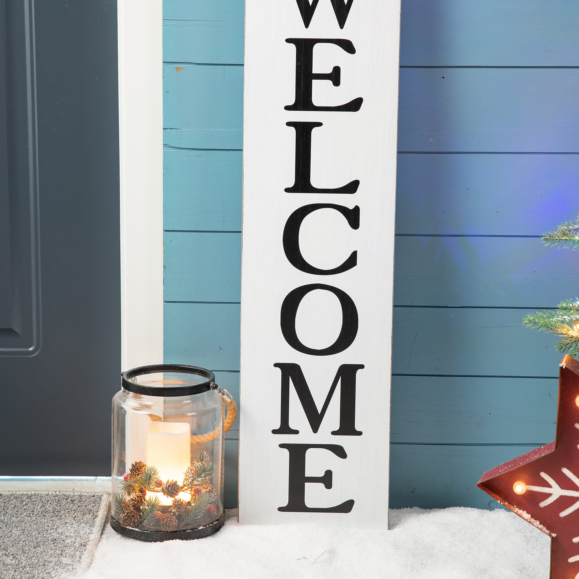 Glitzhome® 42.5'' Reversible Double-Sided Wooden Porch Sign